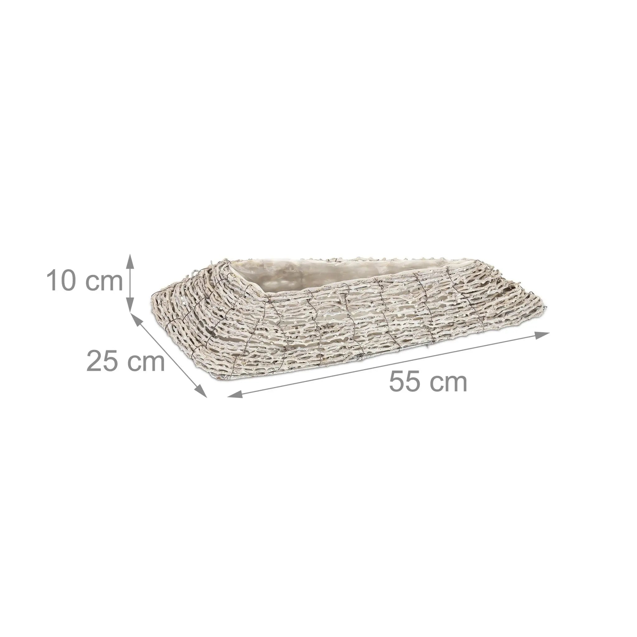 Dreieckiger Blumentopf 2er-Set Weiss-Hellbraun von Relaxdays