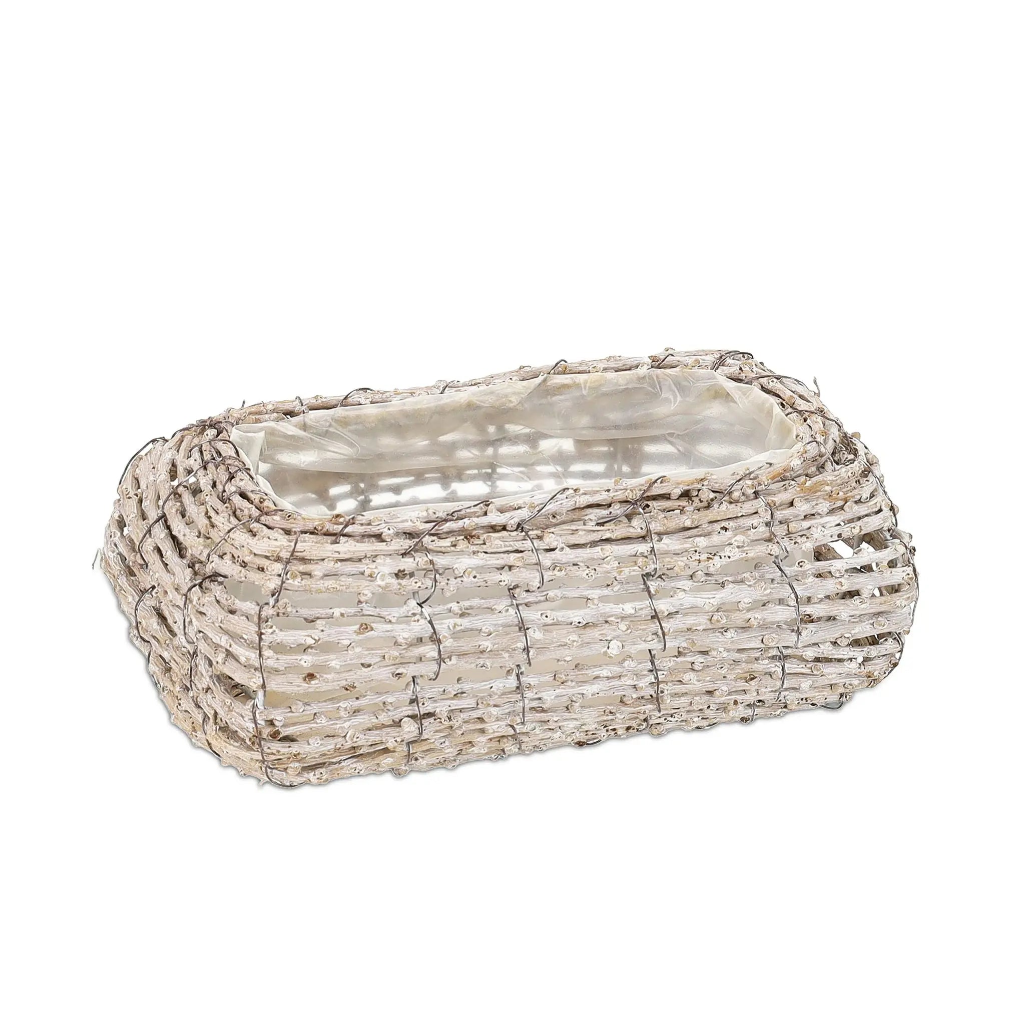 Geschwungener Blumentopf 2er-Set Weiss-Hellbraun von Relaxdays