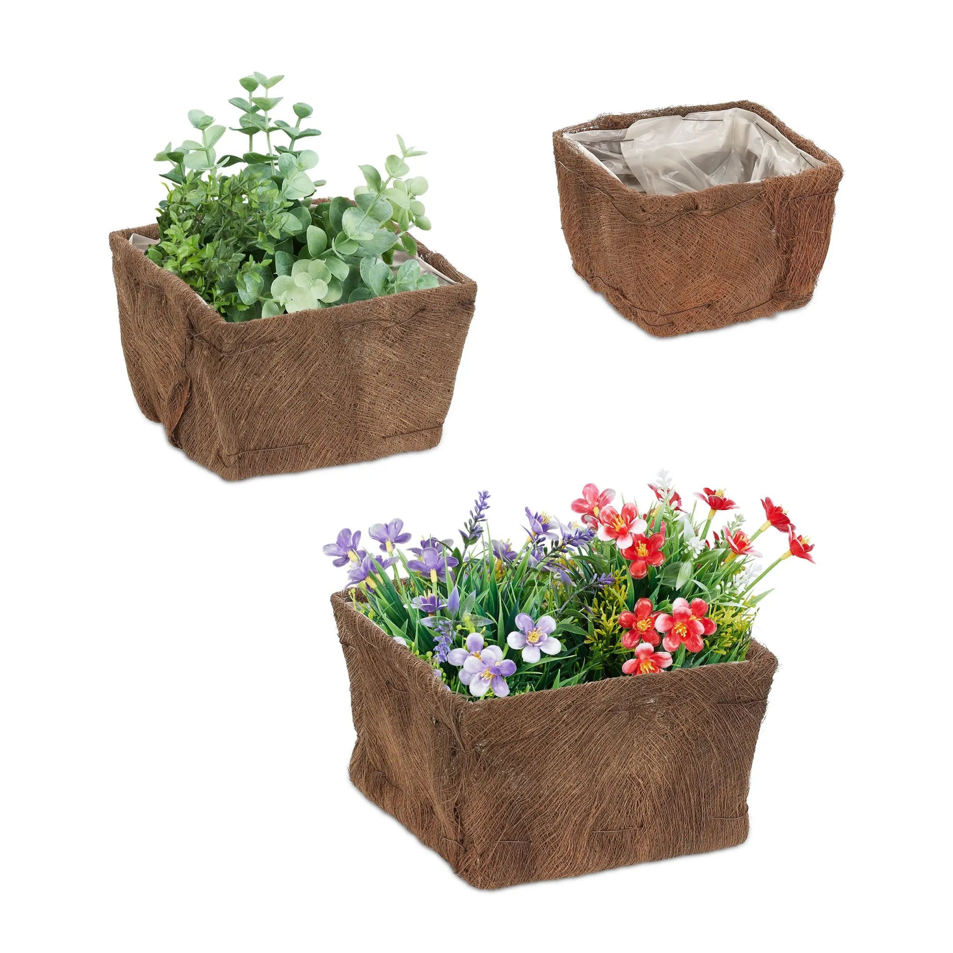 Blumentopf 3er-Set Braun von Relaxdays