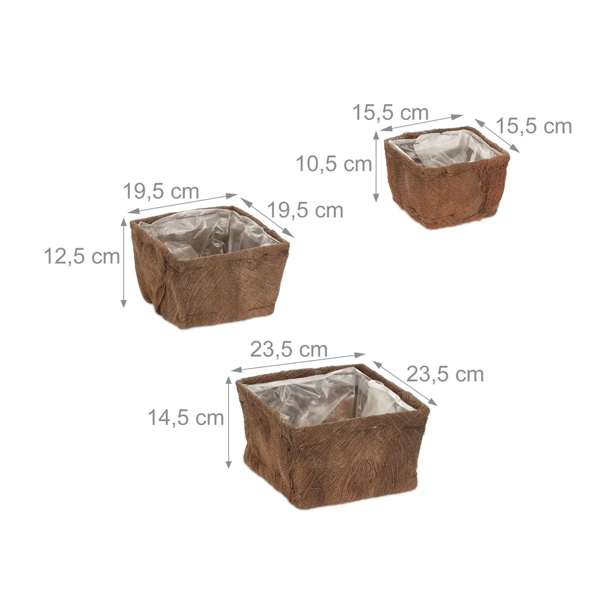 Blumentopf 3er-Set Braun von Relaxdays
