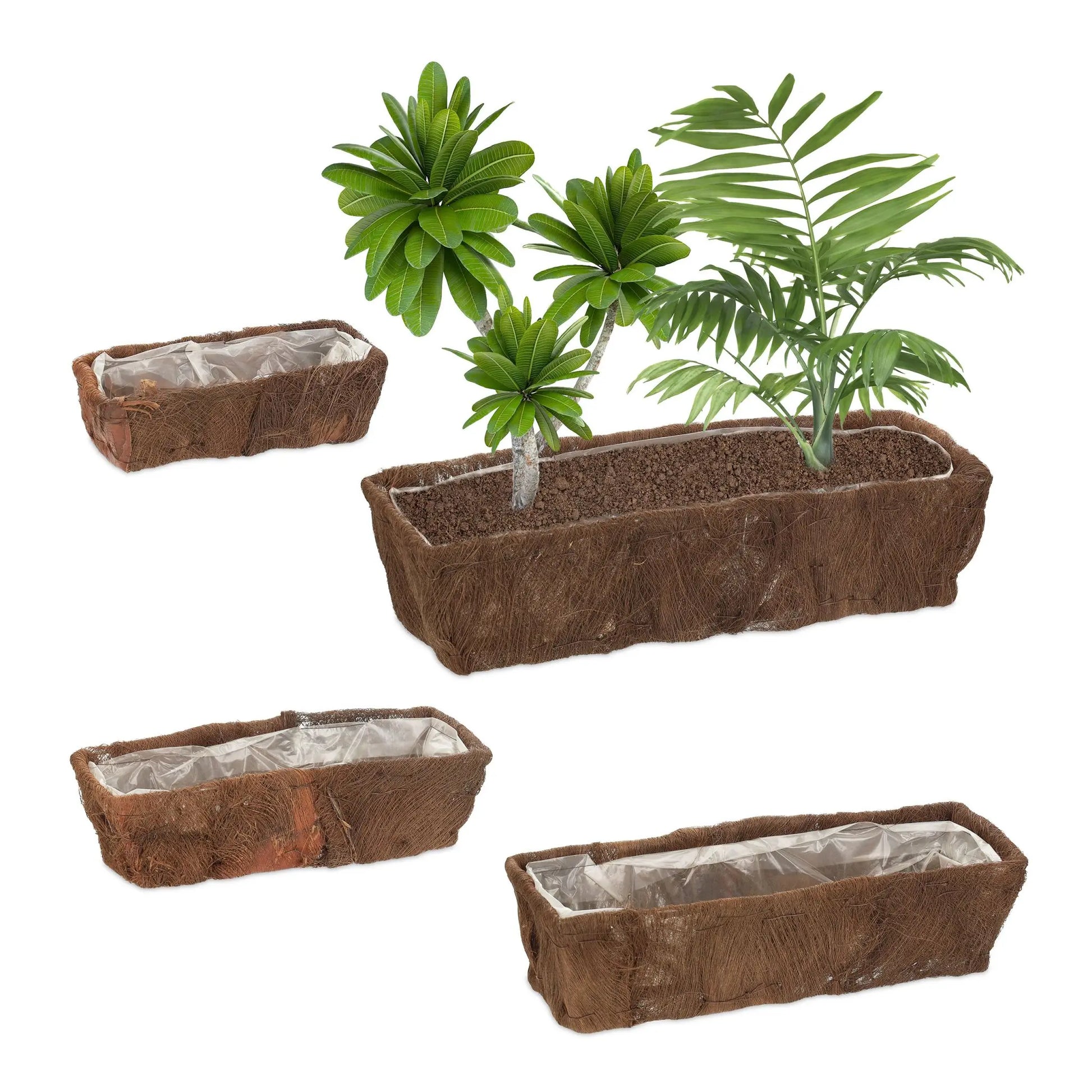 Blumenkasten 4er-Set Braun von Relaxdays