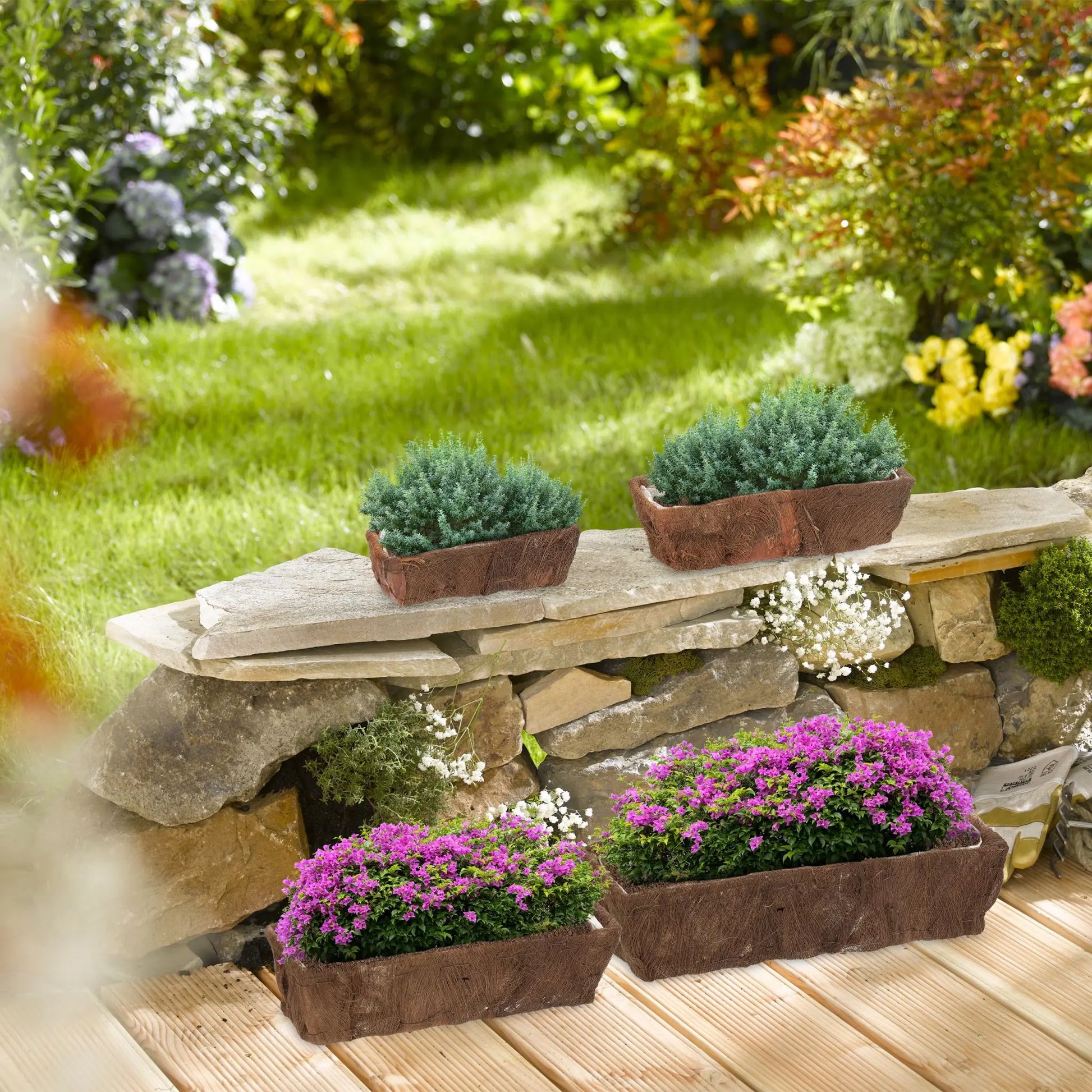 Blumenkasten 4er-Set Braun von Relaxdays