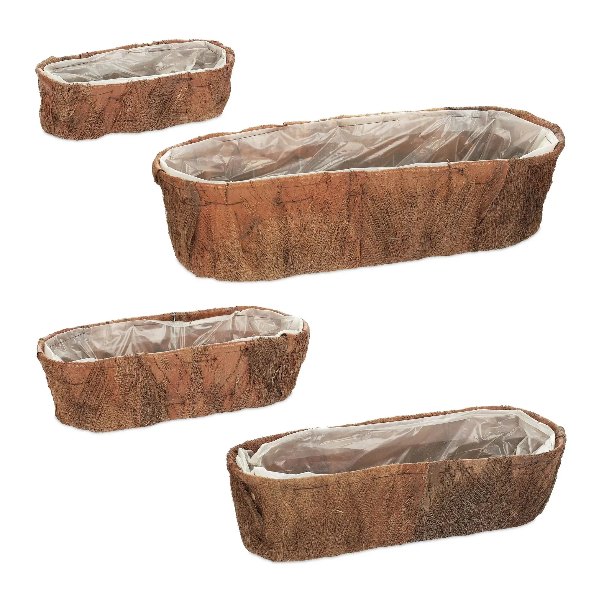 Länglicher Blumenkasten 4er-Set Braun von Relaxdays
