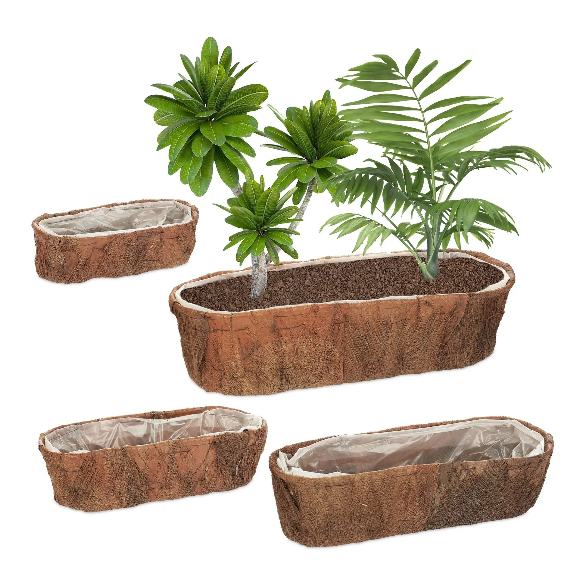 Länglicher Blumenkasten 4er-Set Braun von Relaxdays