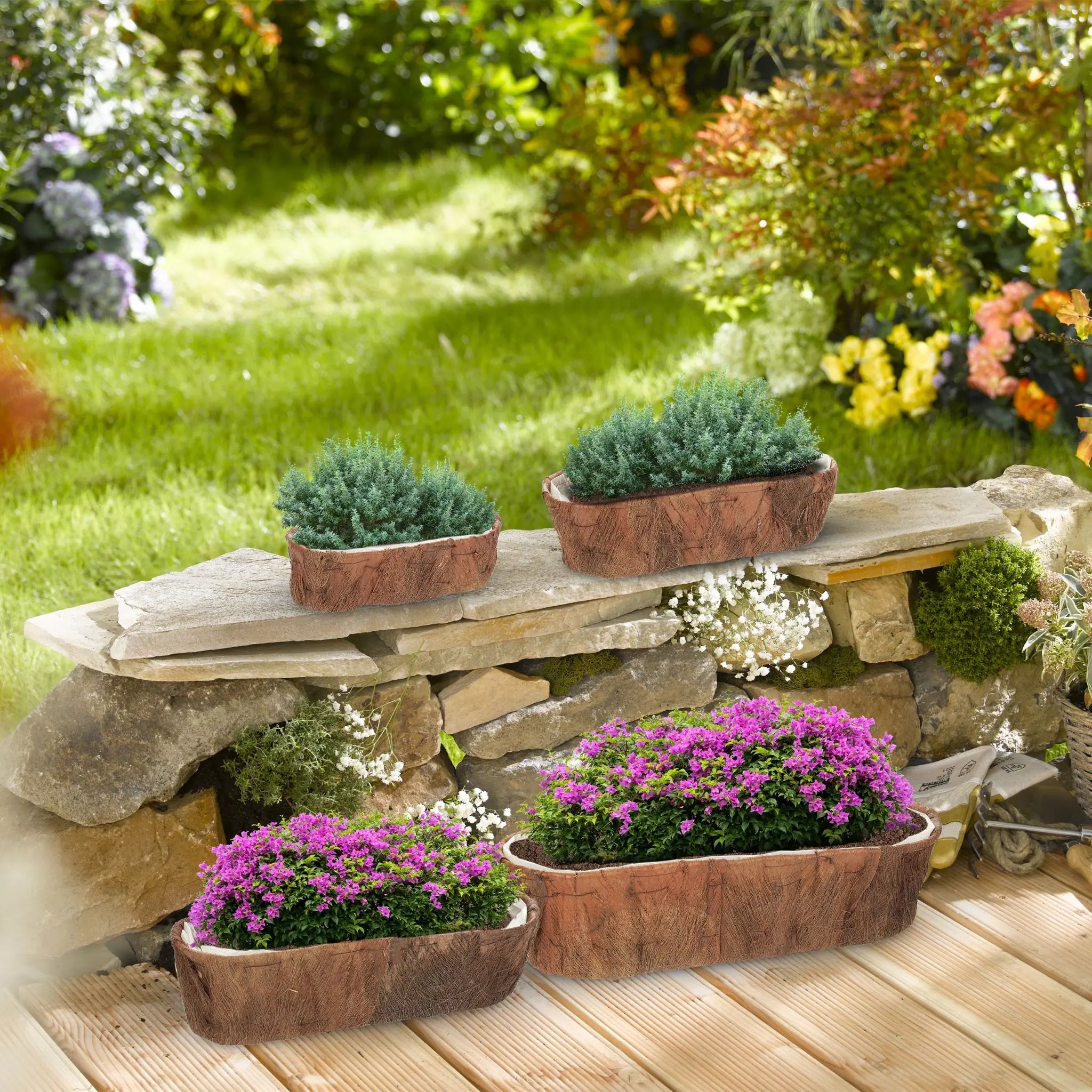 Länglicher Blumenkasten 4er-Set Braun von Relaxdays