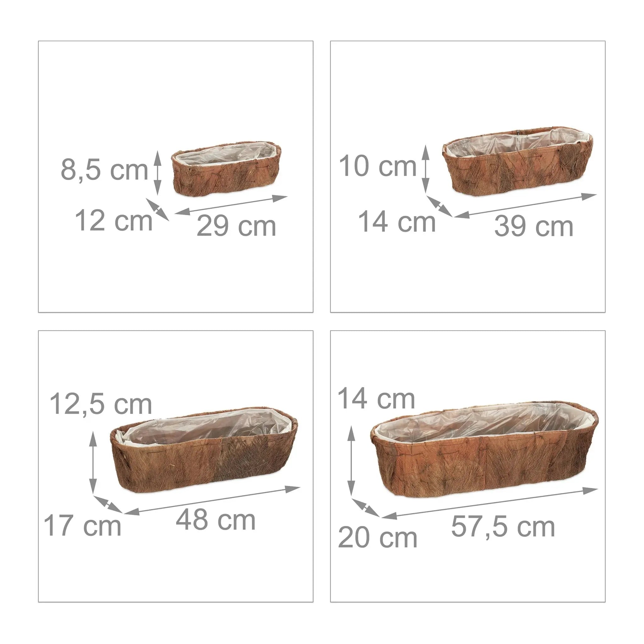 Länglicher Blumenkasten 4er-Set Braun von Relaxdays
