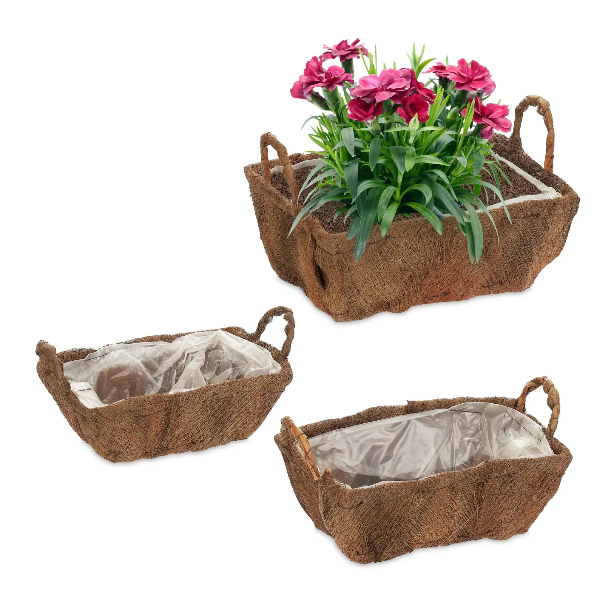 Blumenkasten Balkon 3er-Set Braun von Relaxdays