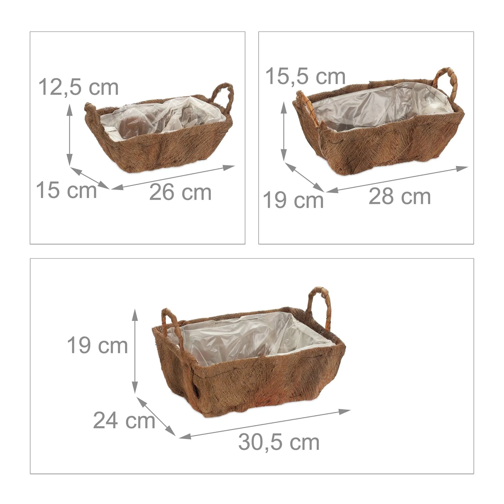 Blumenkasten Balkon 3er-Set Braun von Relaxdays