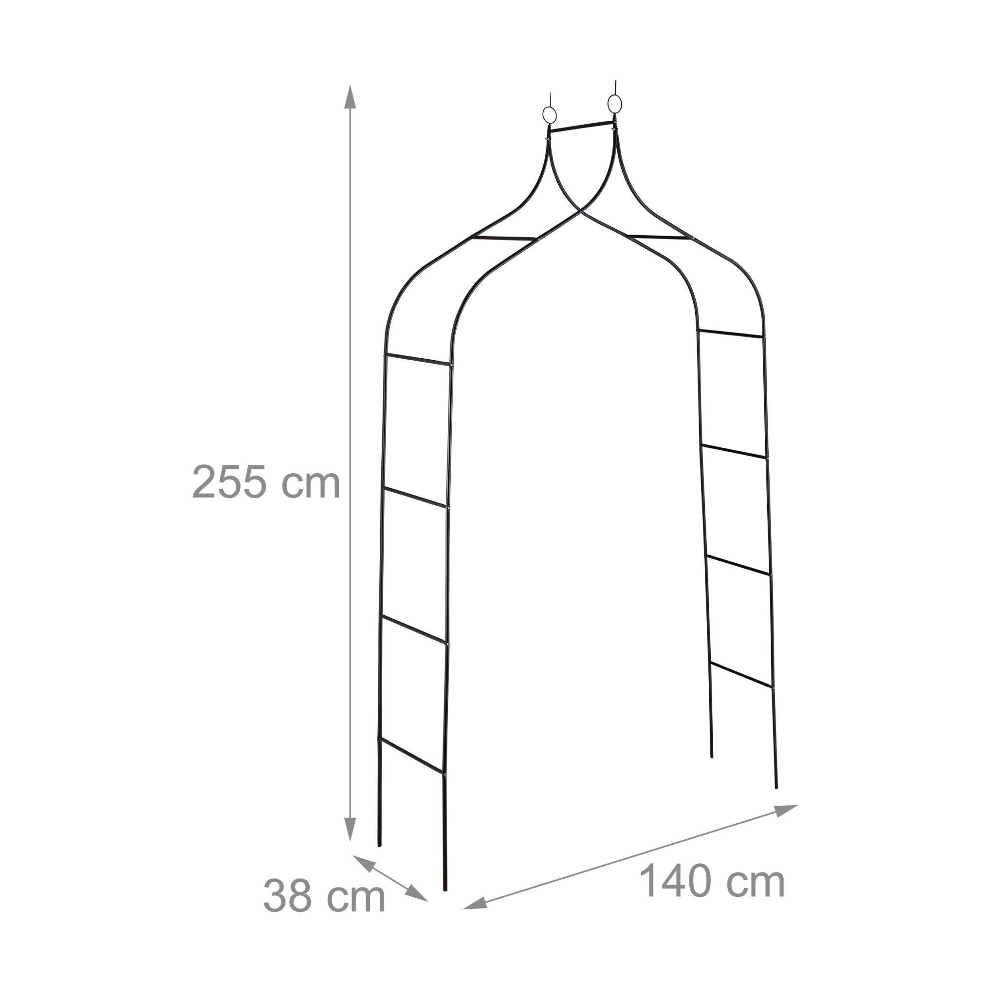 Rosenbogen 255cm hoch Schwarz von Relaxdays