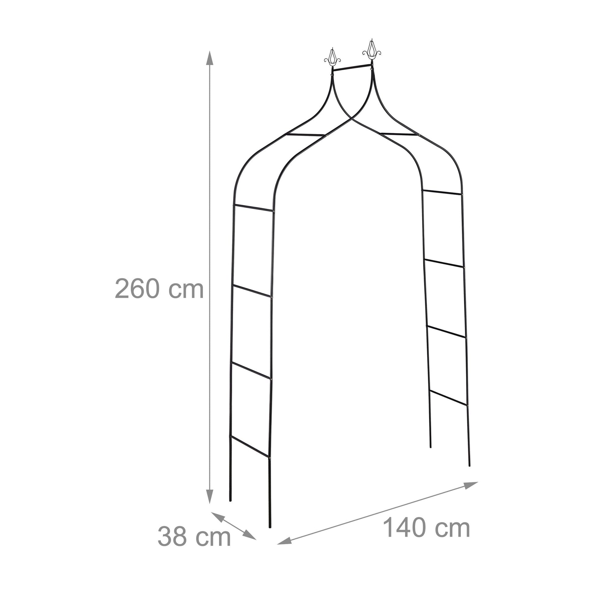 Rosenbogen 260cm hoch Schwarz von Relaxdays