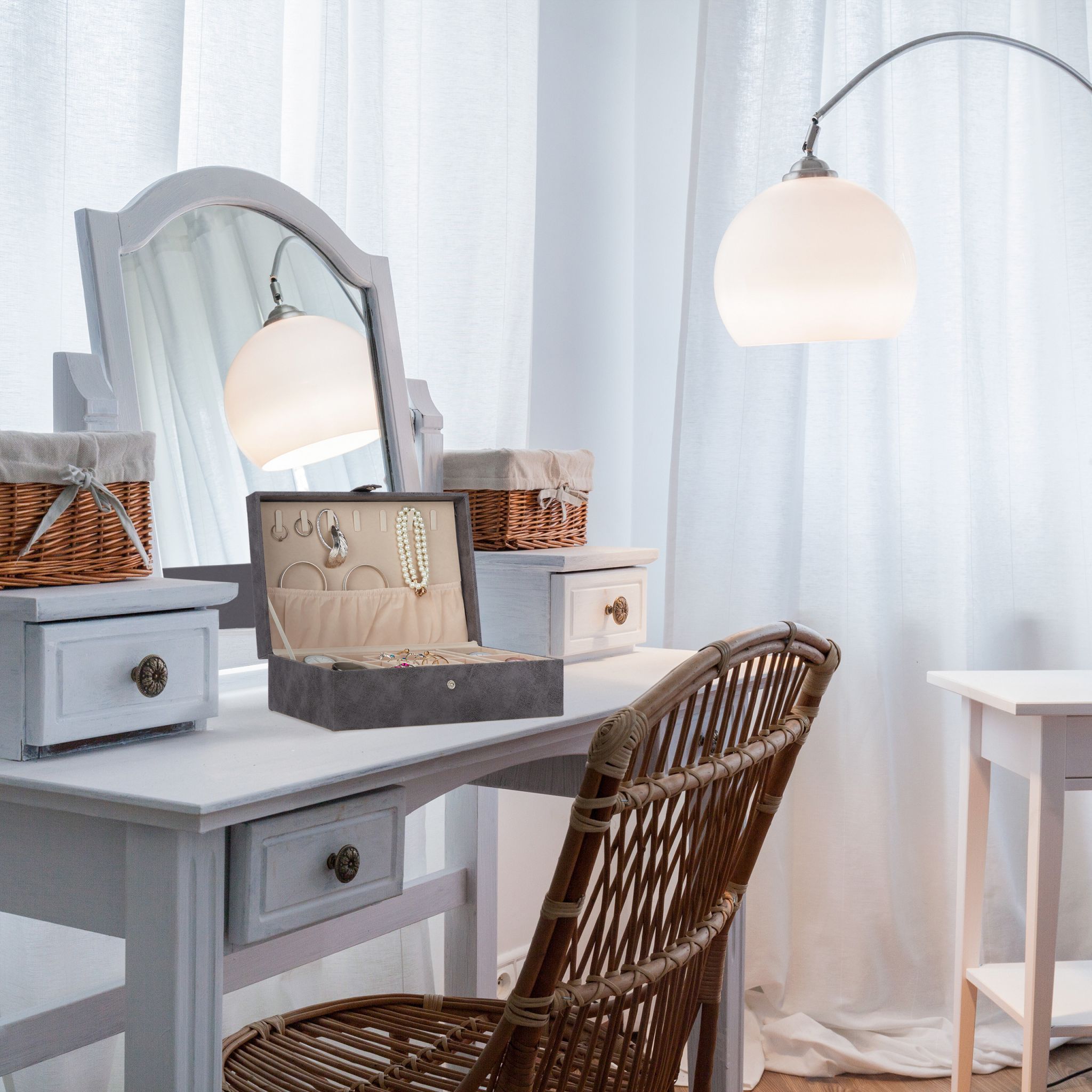 Schmuckkästchen in Lederoptik Grau von Relaxdays