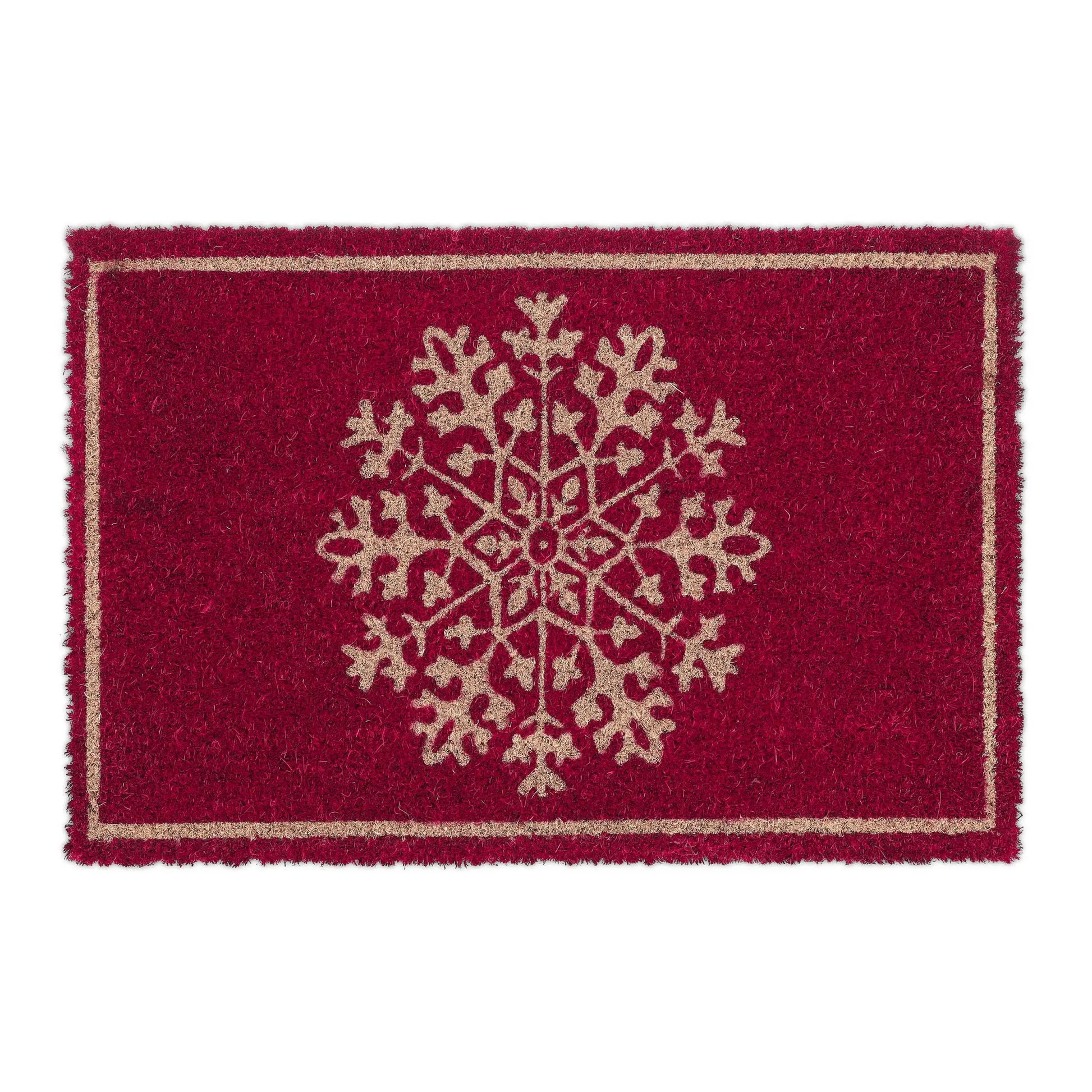 Kokos Fussmatte "Schneeflocke" Hellbraun-Rot von Relaxdays