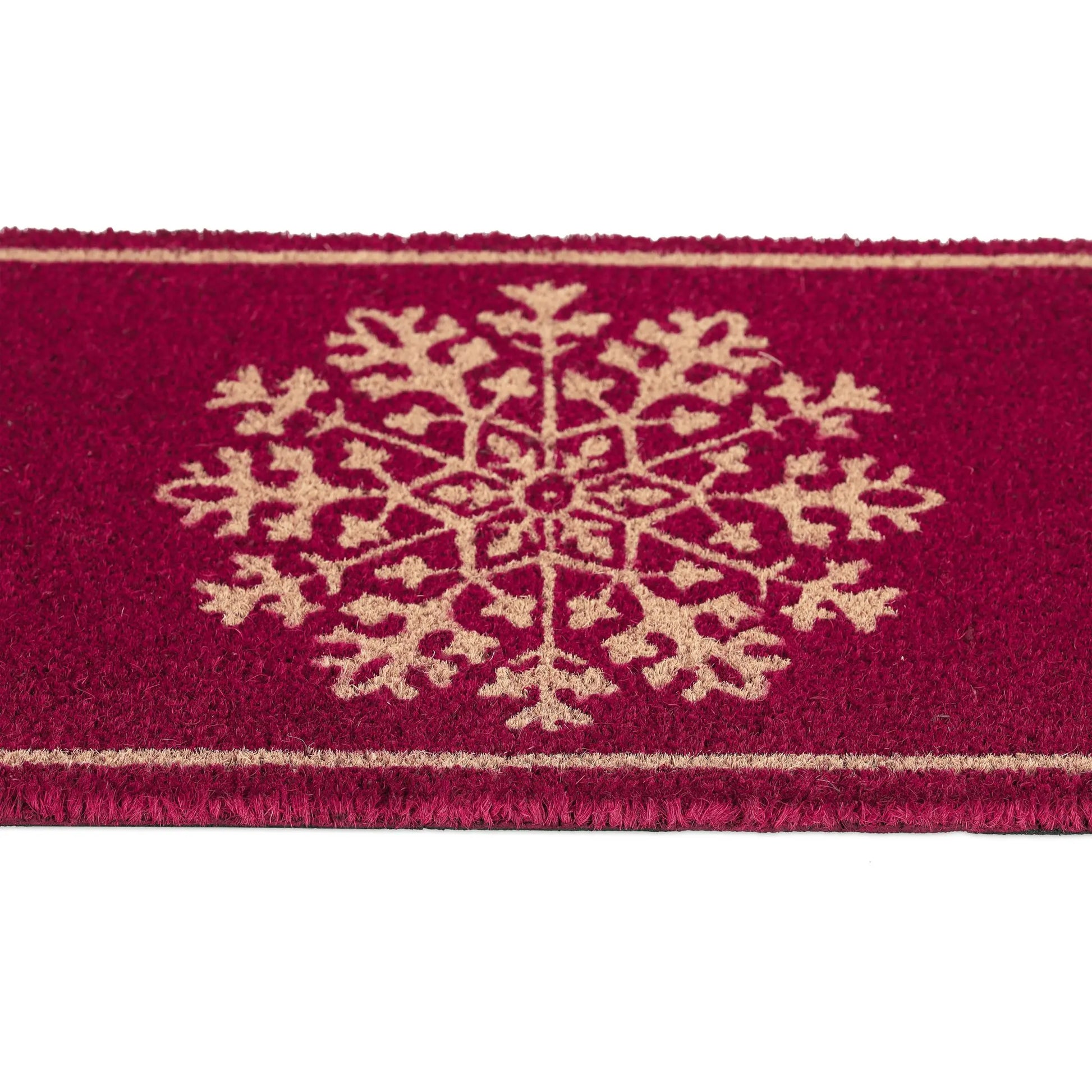 Kokos Fussmatte "Schneeflocke" Hellbraun-Rot von Relaxdays