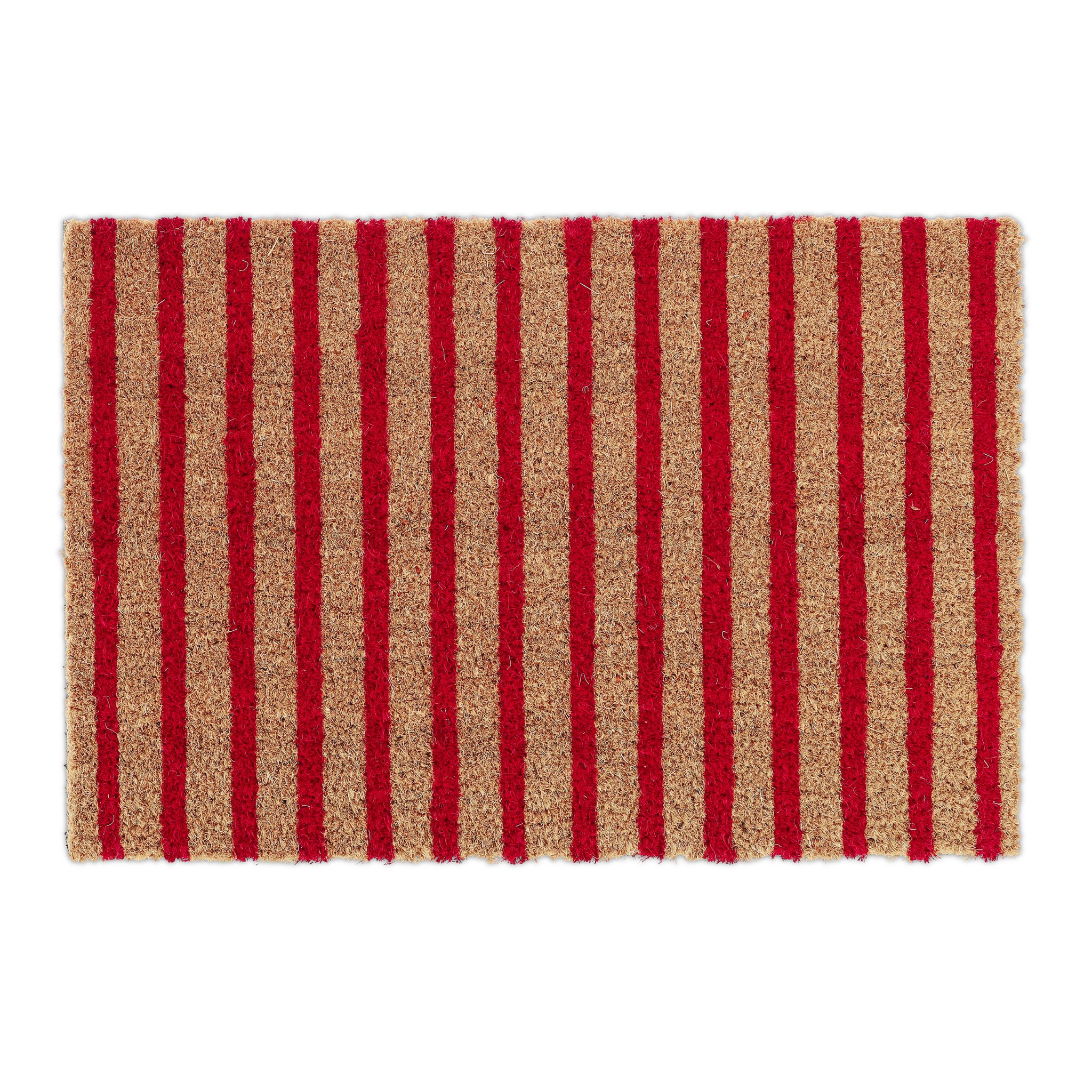 Kokos Fussmatte rot-natur gestreift Hellbraun-Rot von Relaxdays