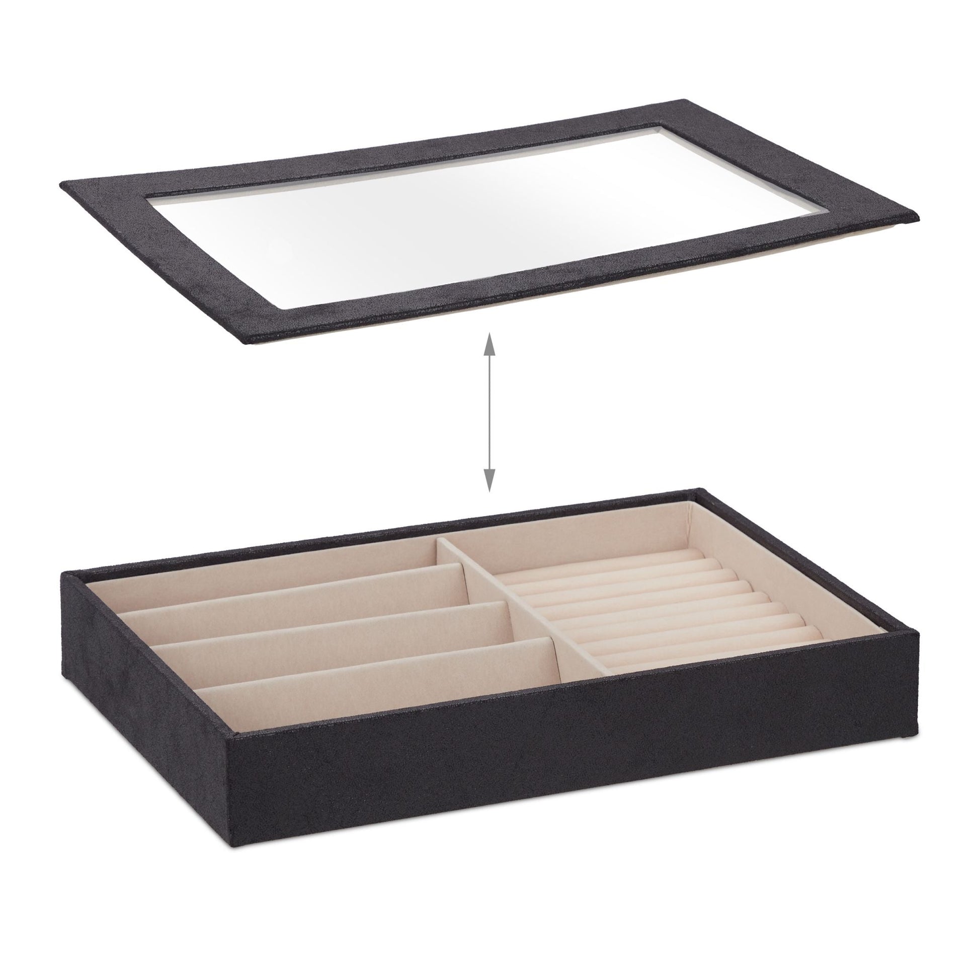 Schmuckkästchen mit Sichtfenster Creme-Schwarz von Relaxdays
