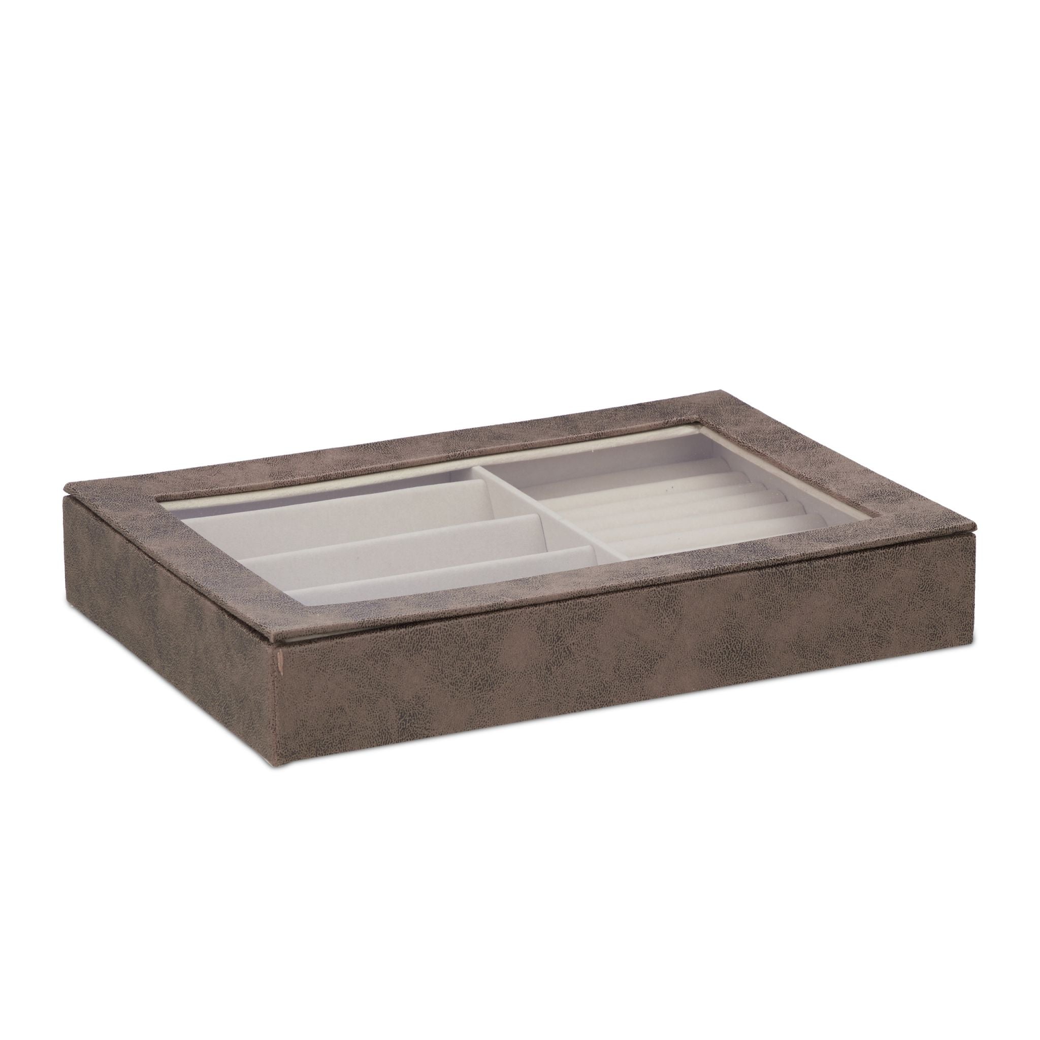 Schmuckkästchen mit Sichtfenster Braun-Creme von Relaxdays