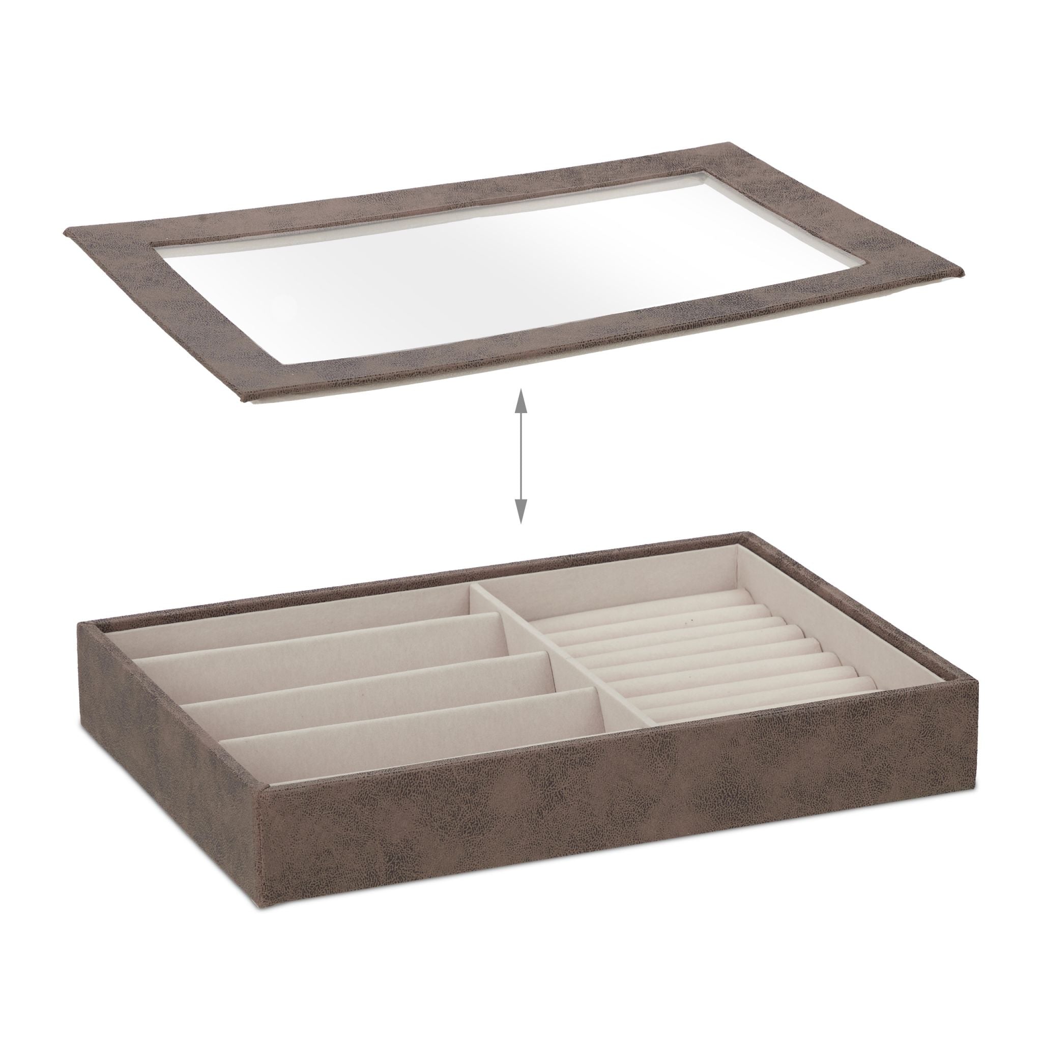Schmuckkästchen mit Sichtfenster Braun-Creme von Relaxdays