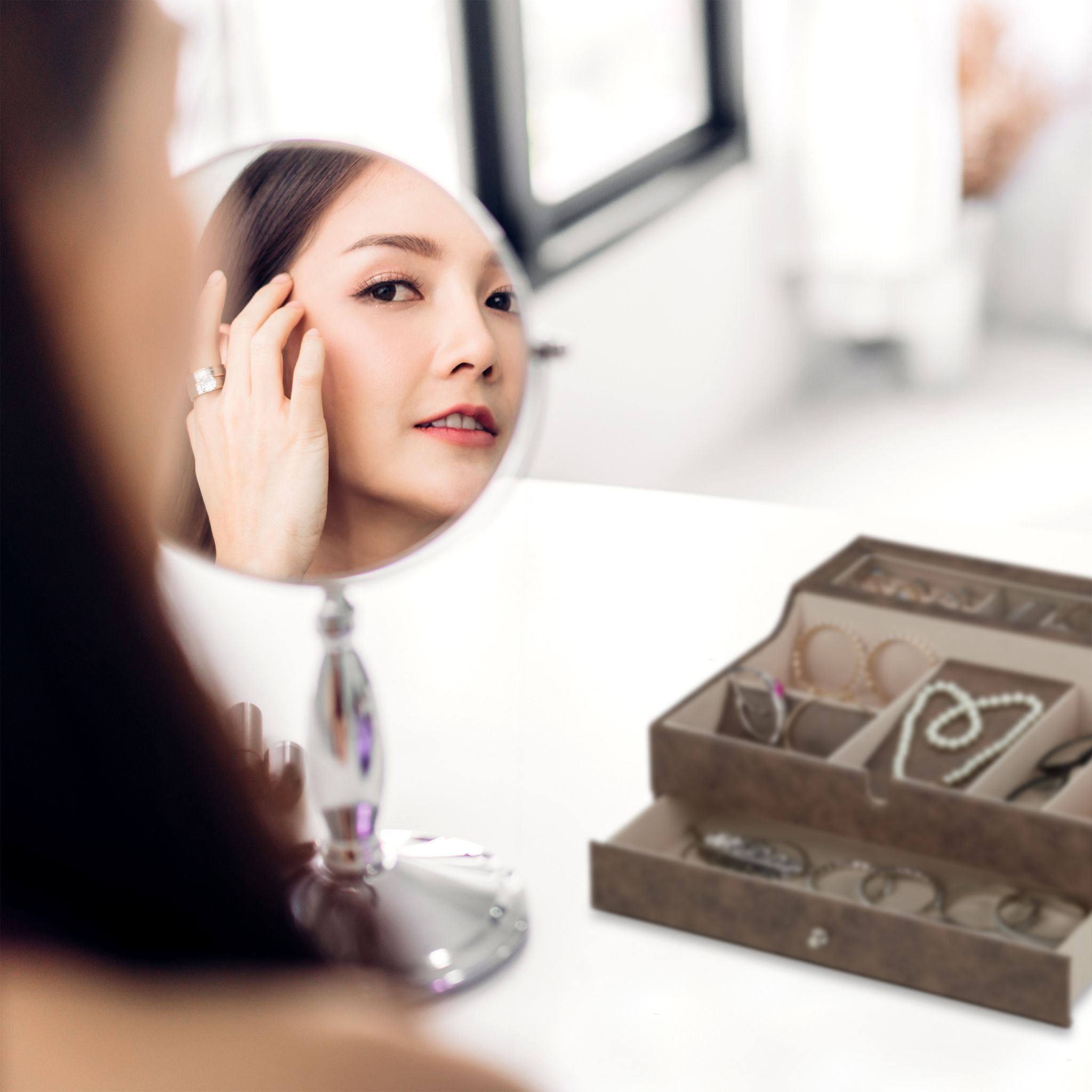 Schmuckkästchen in Lederoptik Braun-Creme von Relaxdays