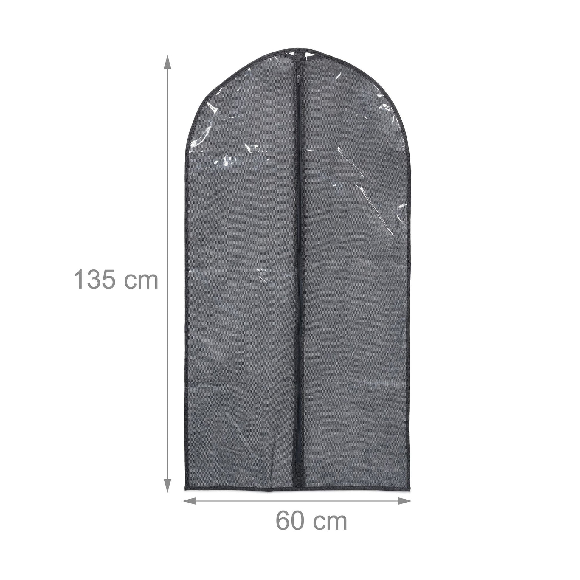 Kleidersack 6er-Set 135 x 60cm Transparent-Grau von Relaxdays