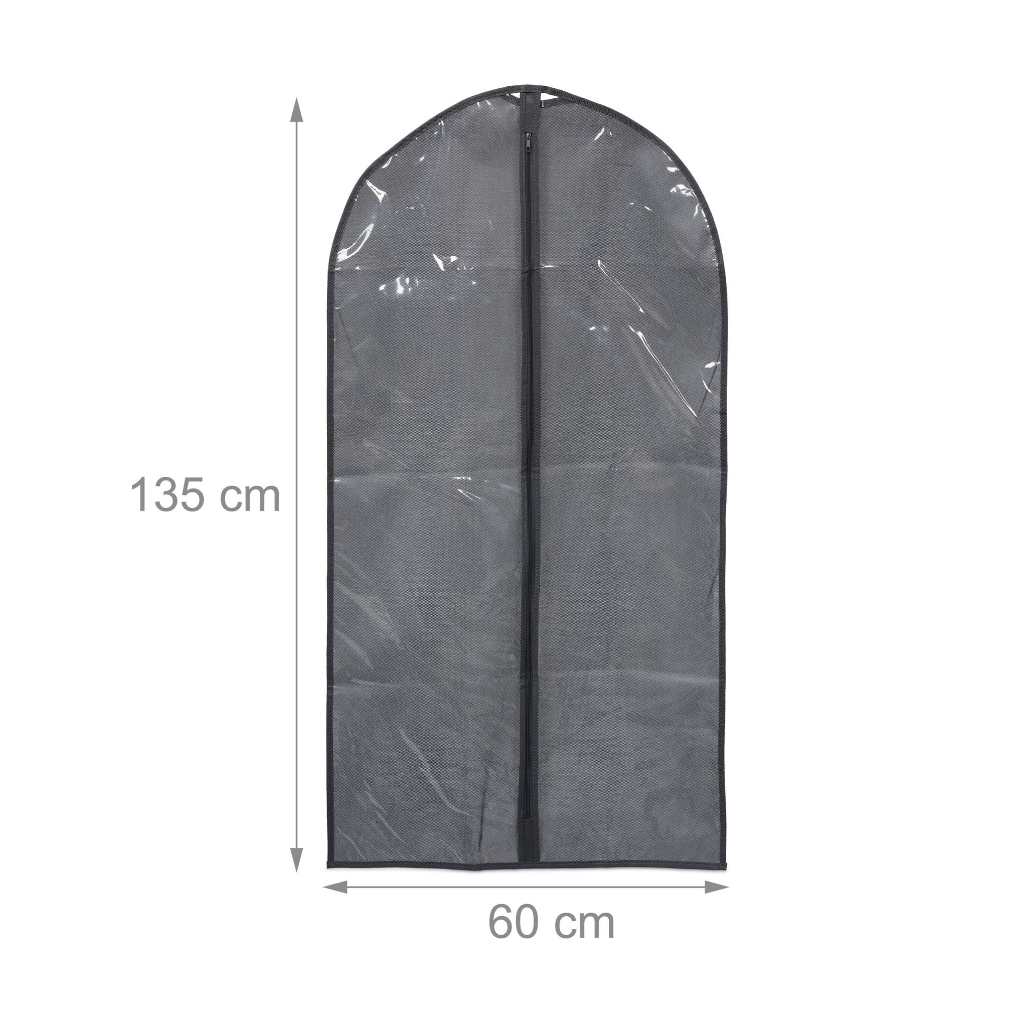Kleidersack 6er-Set 135 x 60cm Transparent-Grau von Relaxdays