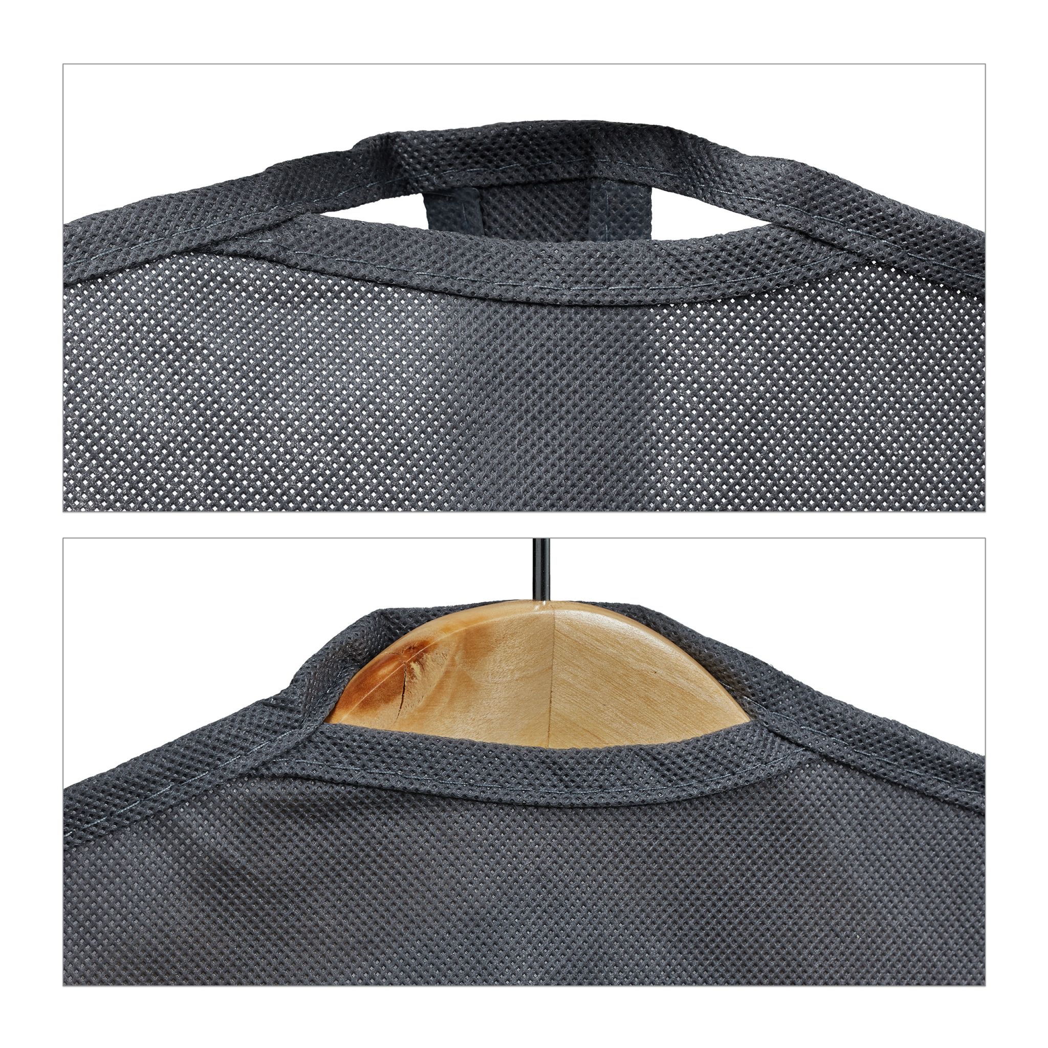 Kleidersack 6er-Set 135 x 60cm Transparent-Grau von Relaxdays