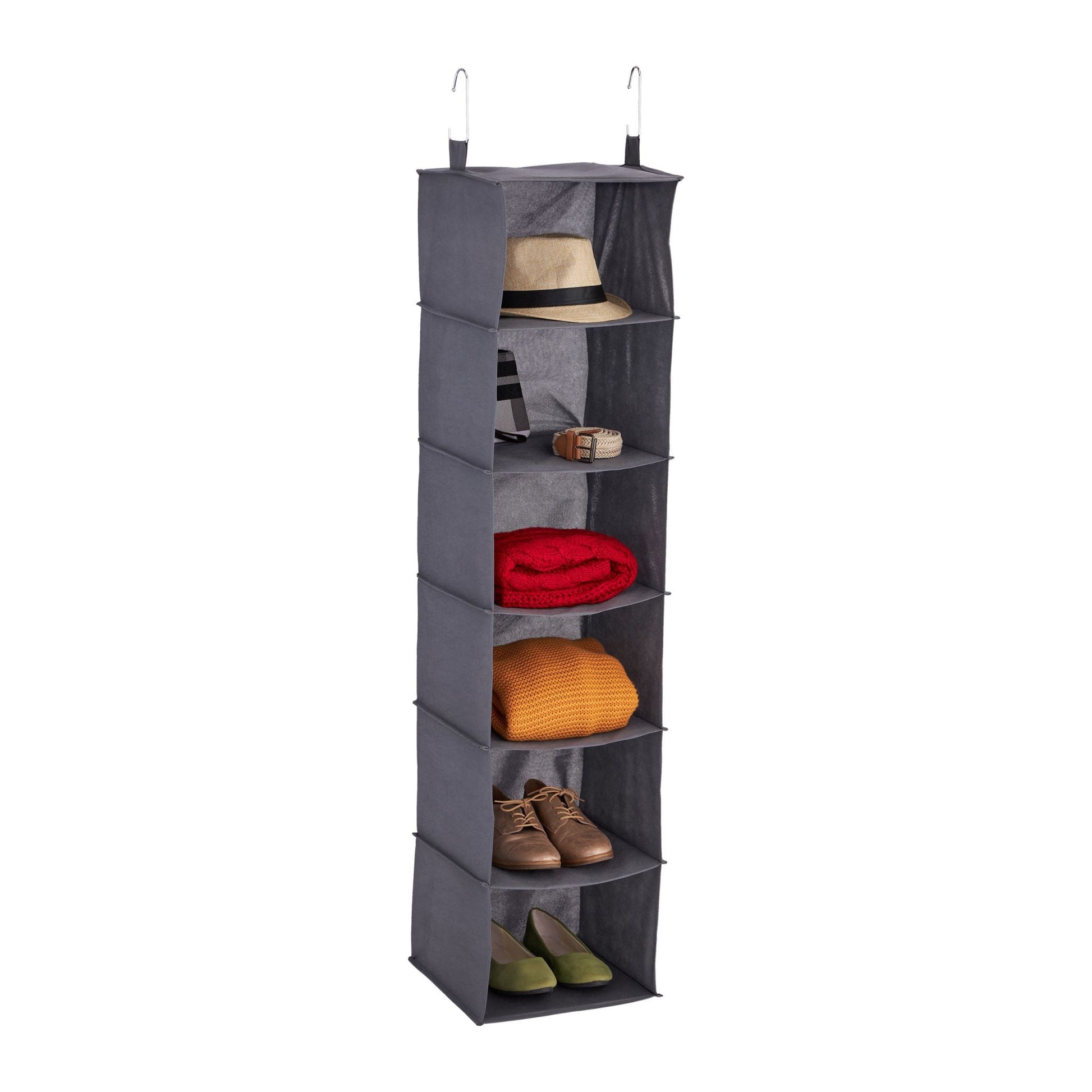 Hängeregal Kleiderschrank 6 Fächer Grau von Relaxdays