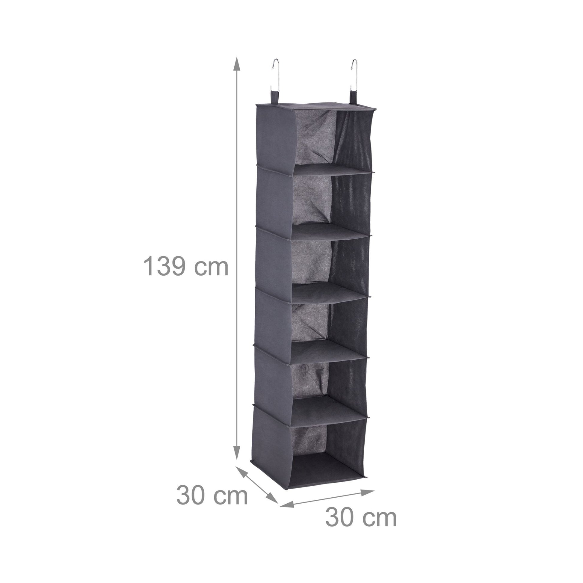 Hängeregal Kleiderschrank 6 Fächer Grau von Relaxdays