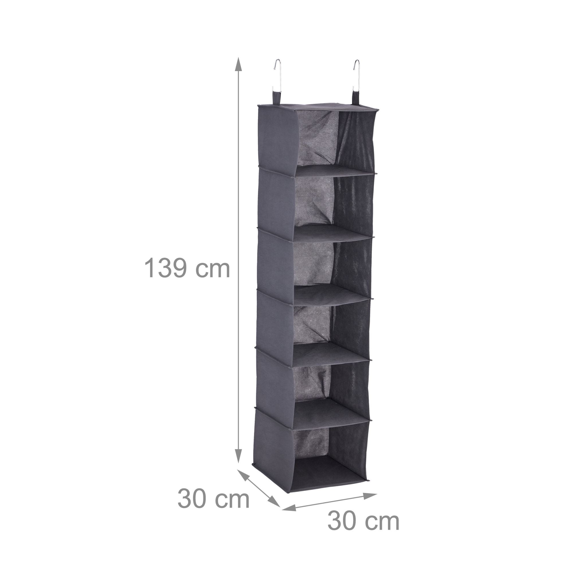 Hängeregal Kleiderschrank 6 Fächer Grau von Relaxdays