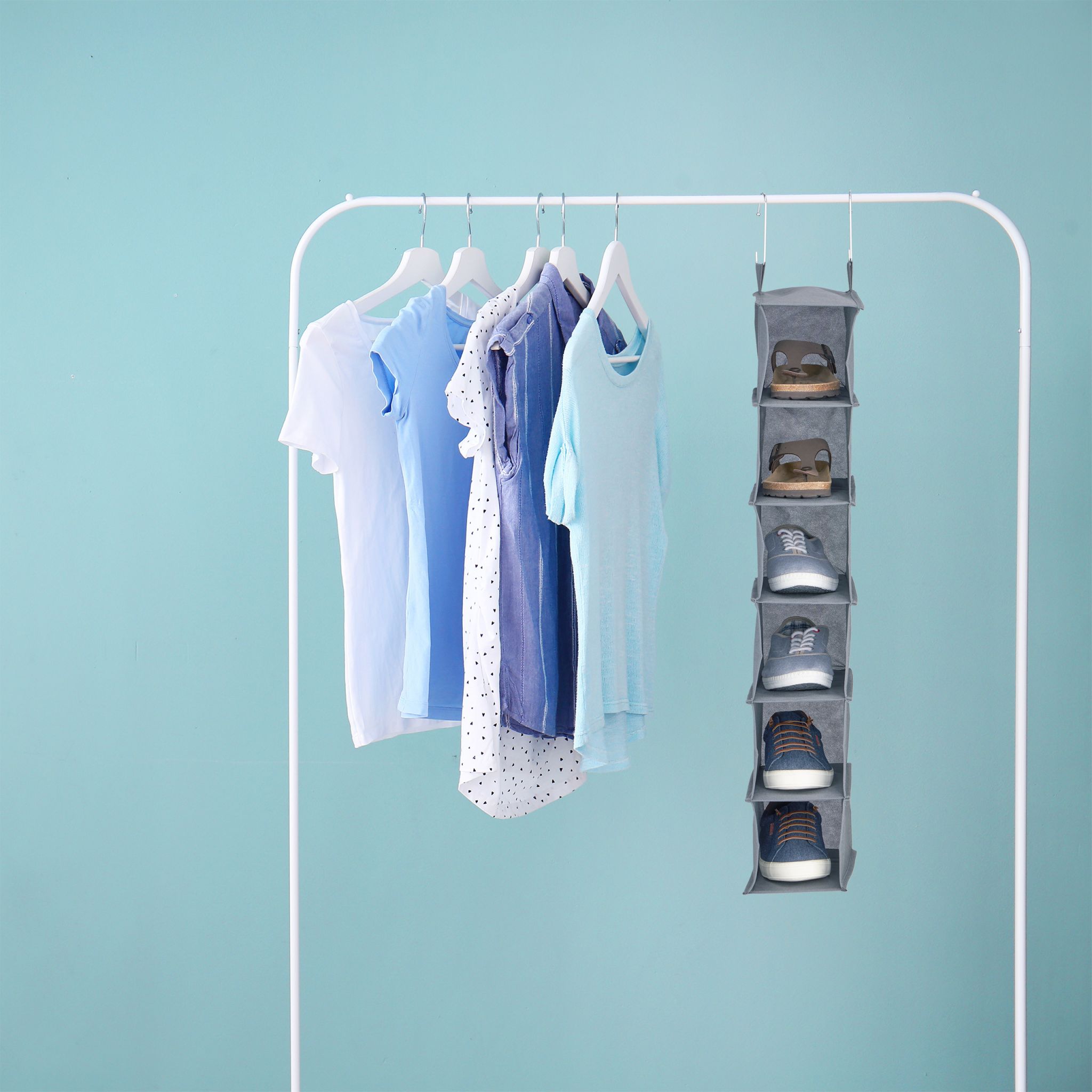 Hängeregal Kleiderschrank schmal Grau von Relaxdays