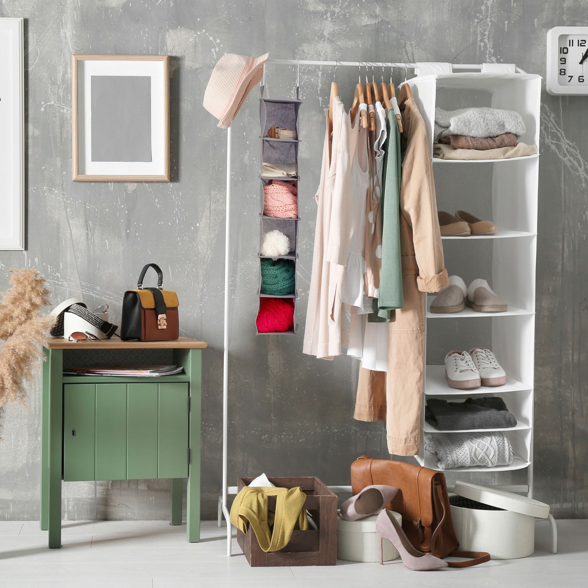 Hängeregal Kleiderschrank schmal Grau von Relaxdays