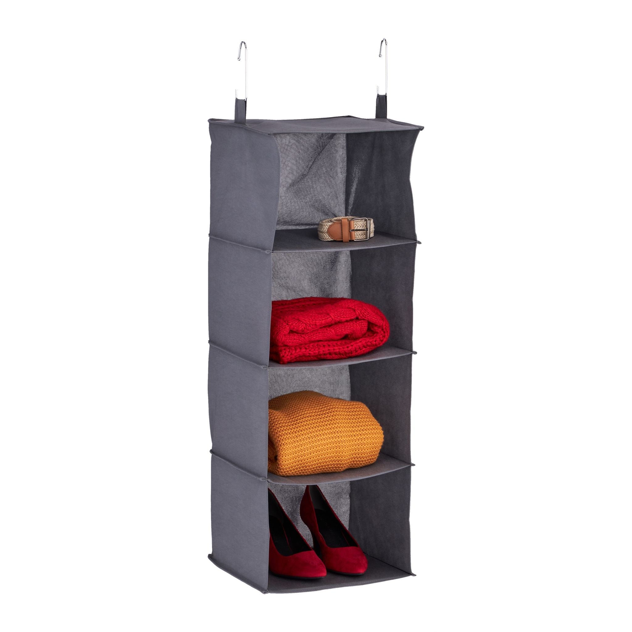 Hängeregal Kleiderschrank 4 Fächer Grau von Relaxdays