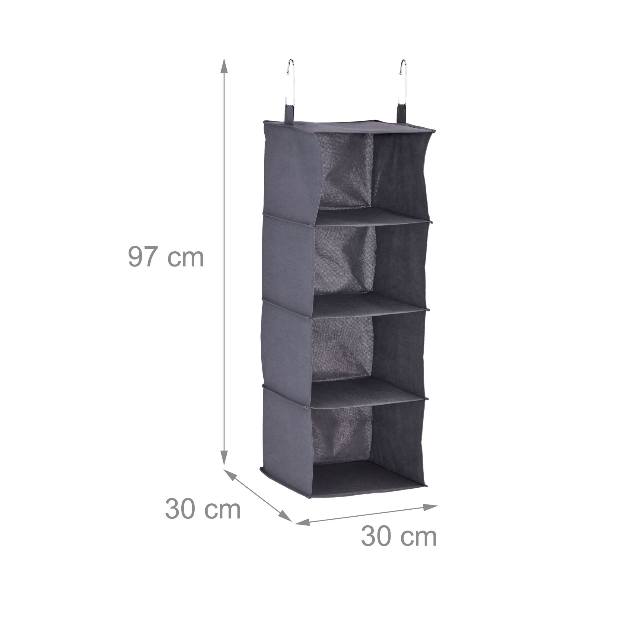 Hängeregal Kleiderschrank 4 Fächer Grau von Relaxdays
