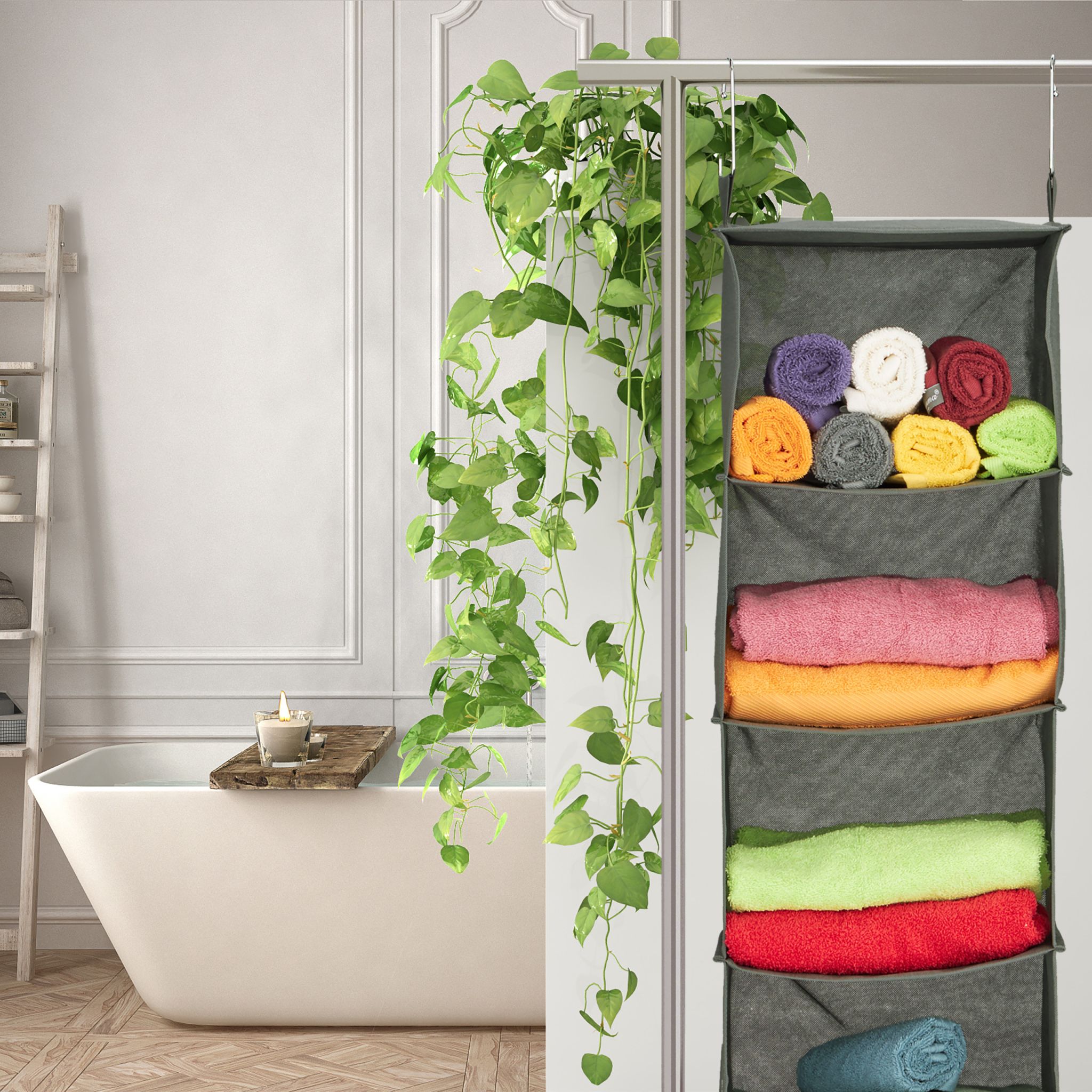 Hängeregal Kleiderschrank 4 Fächer Grau von Relaxdays
