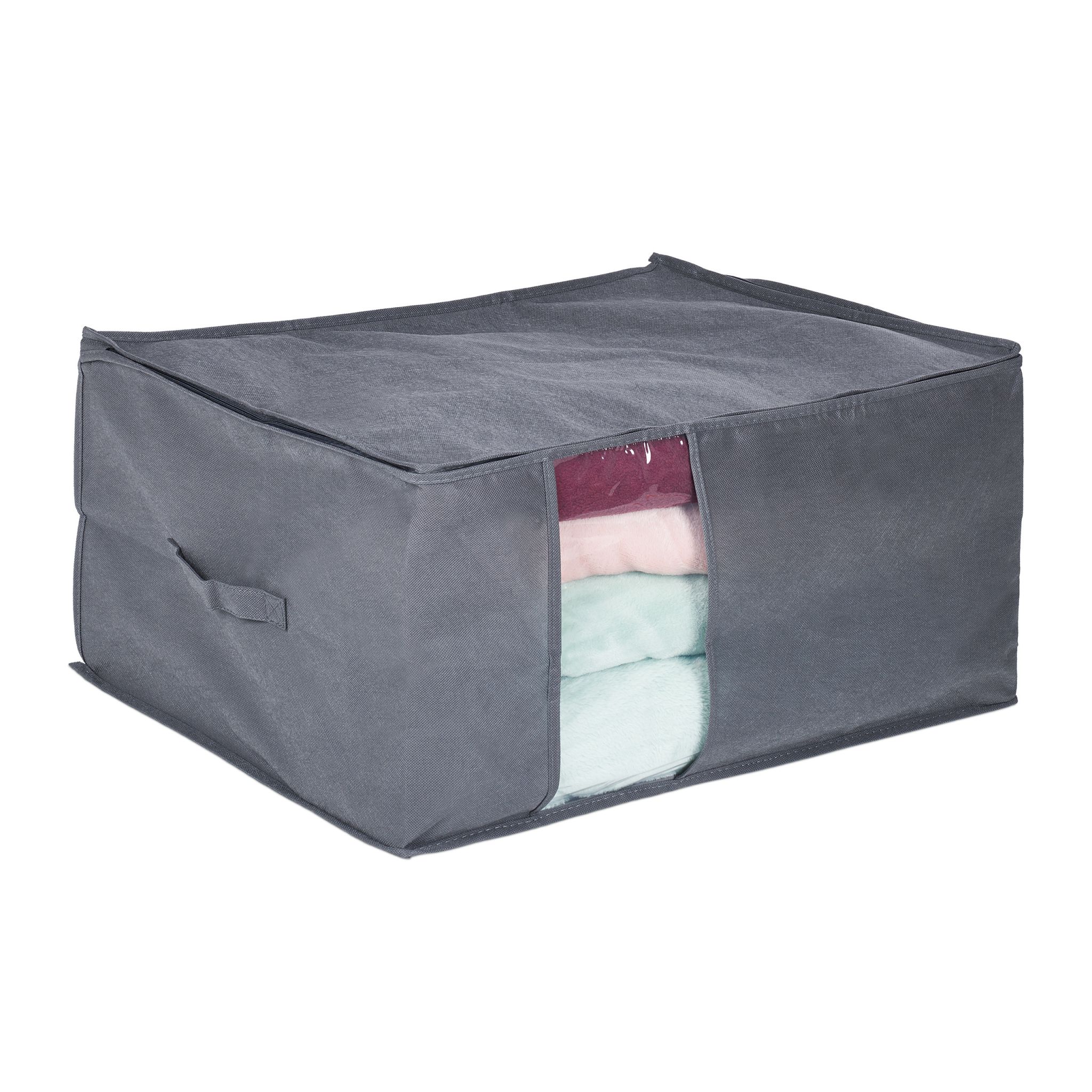 Aufbewahrungstasche Stoff Transparent-Grau von Relaxdays