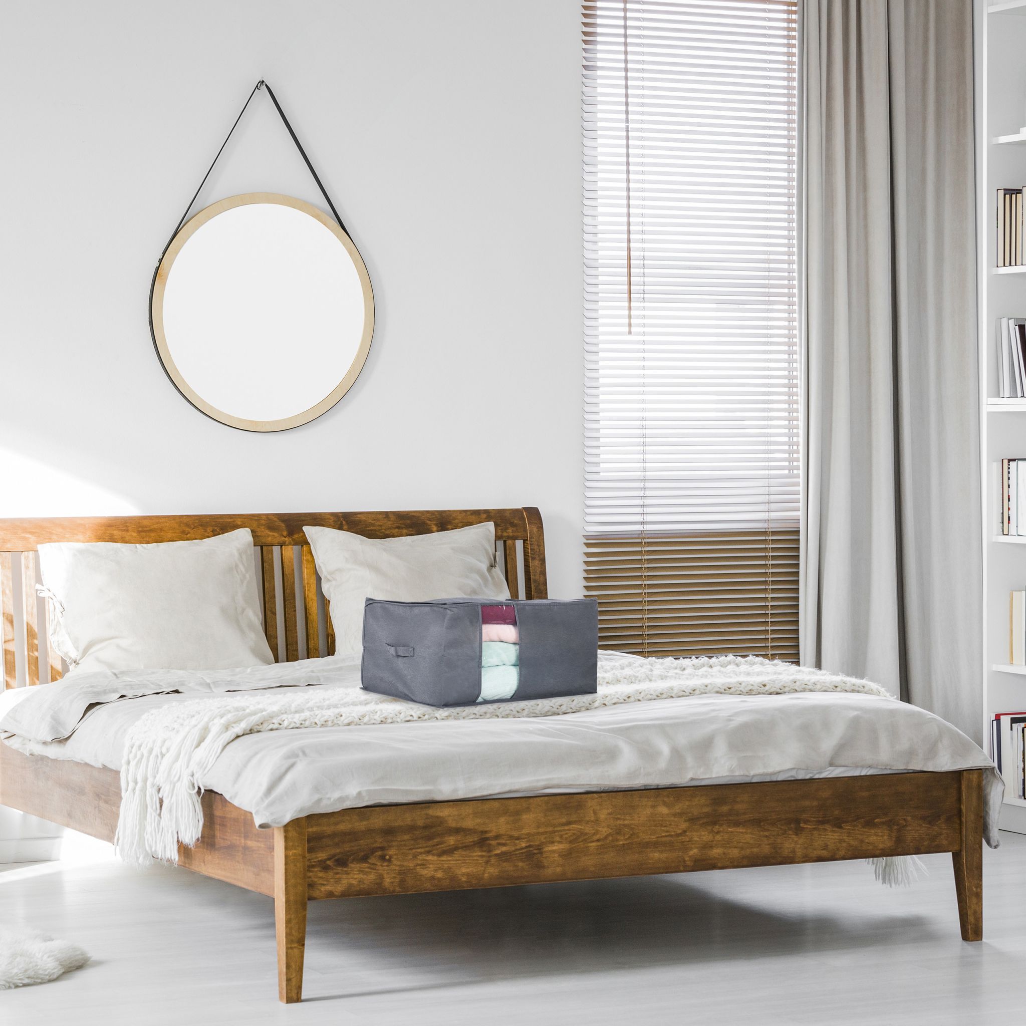 Aufbewahrungstasche Stoff Transparent-Grau von Relaxdays