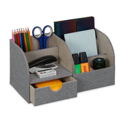Schreibtisch Organizer Leinenoptik Grau von Relaxdays