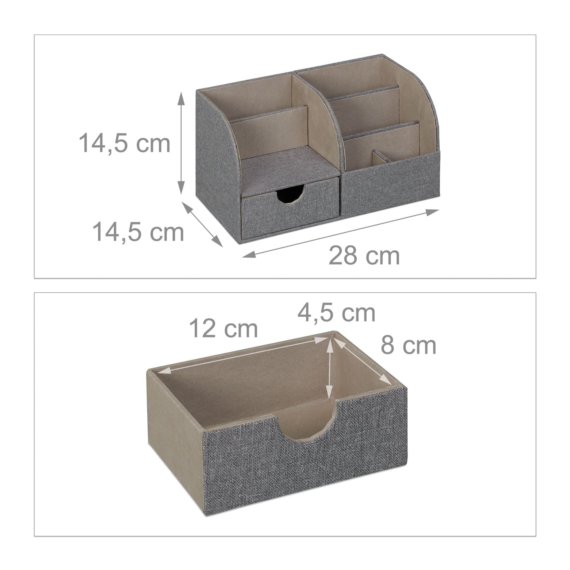 Schreibtisch Organizer Leinenoptik Grau von Relaxdays