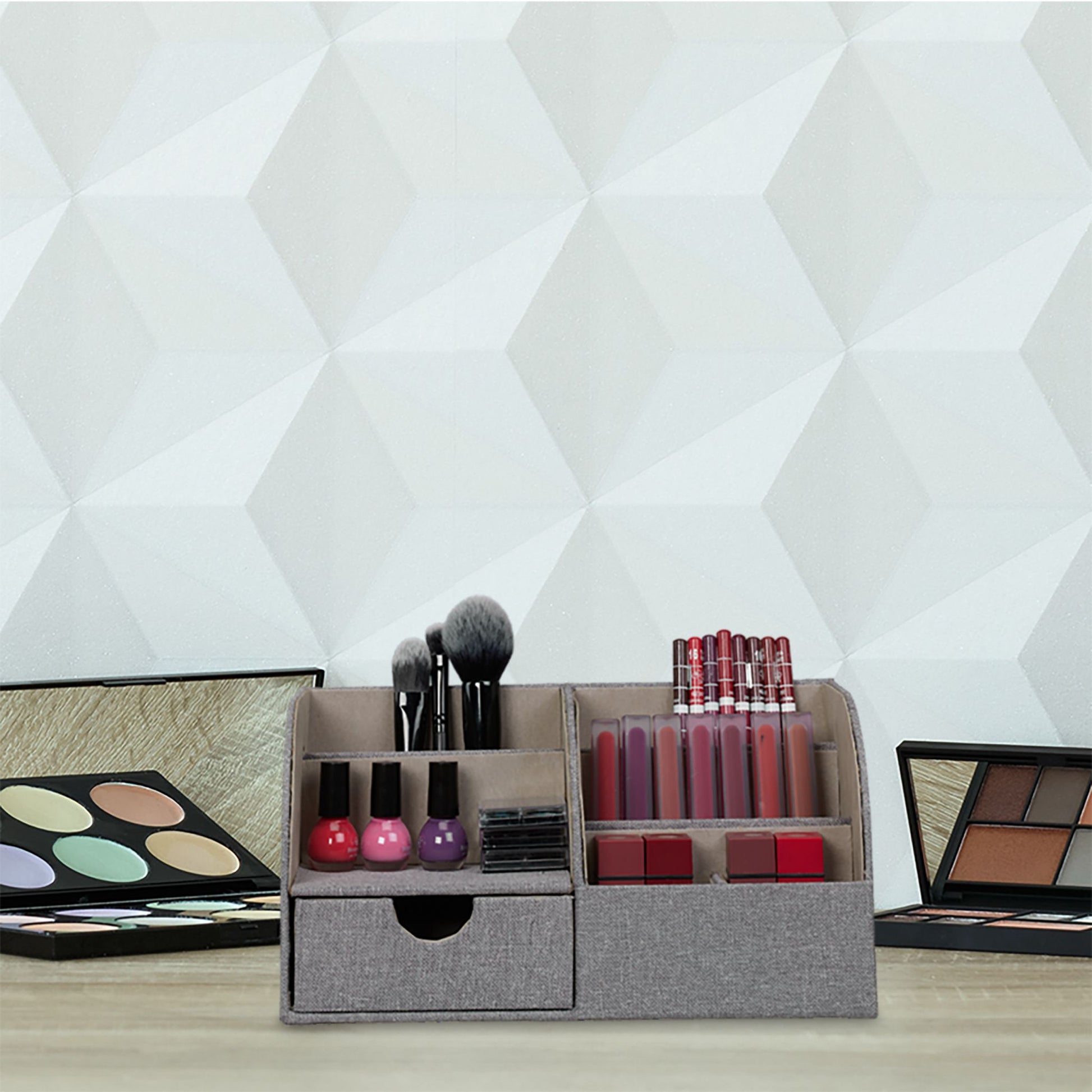 Schreibtisch Organizer Leinenoptik Grau von Relaxdays