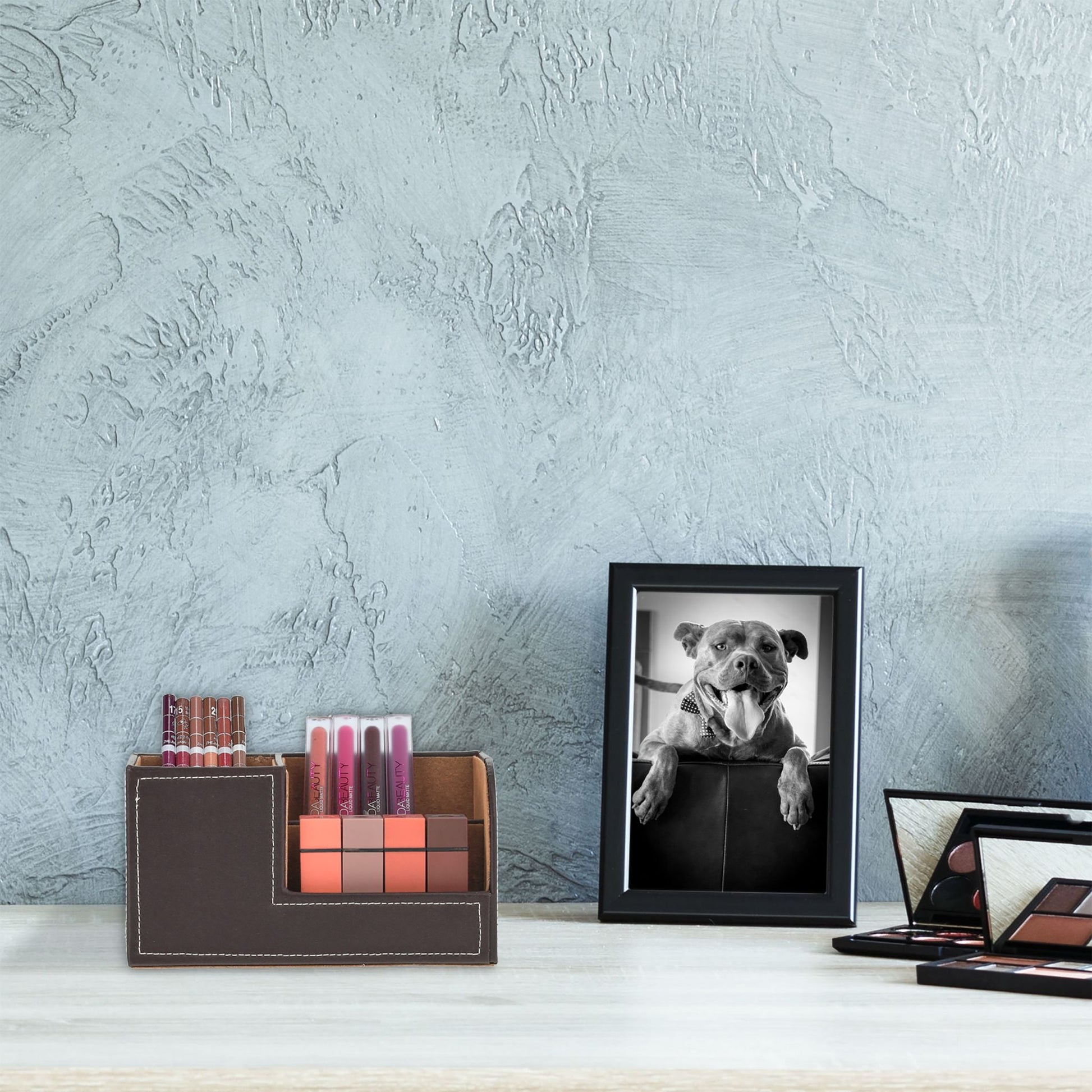 Schreibtisch Organizer Kunstleder Weiss-Schwarz von Relaxdays