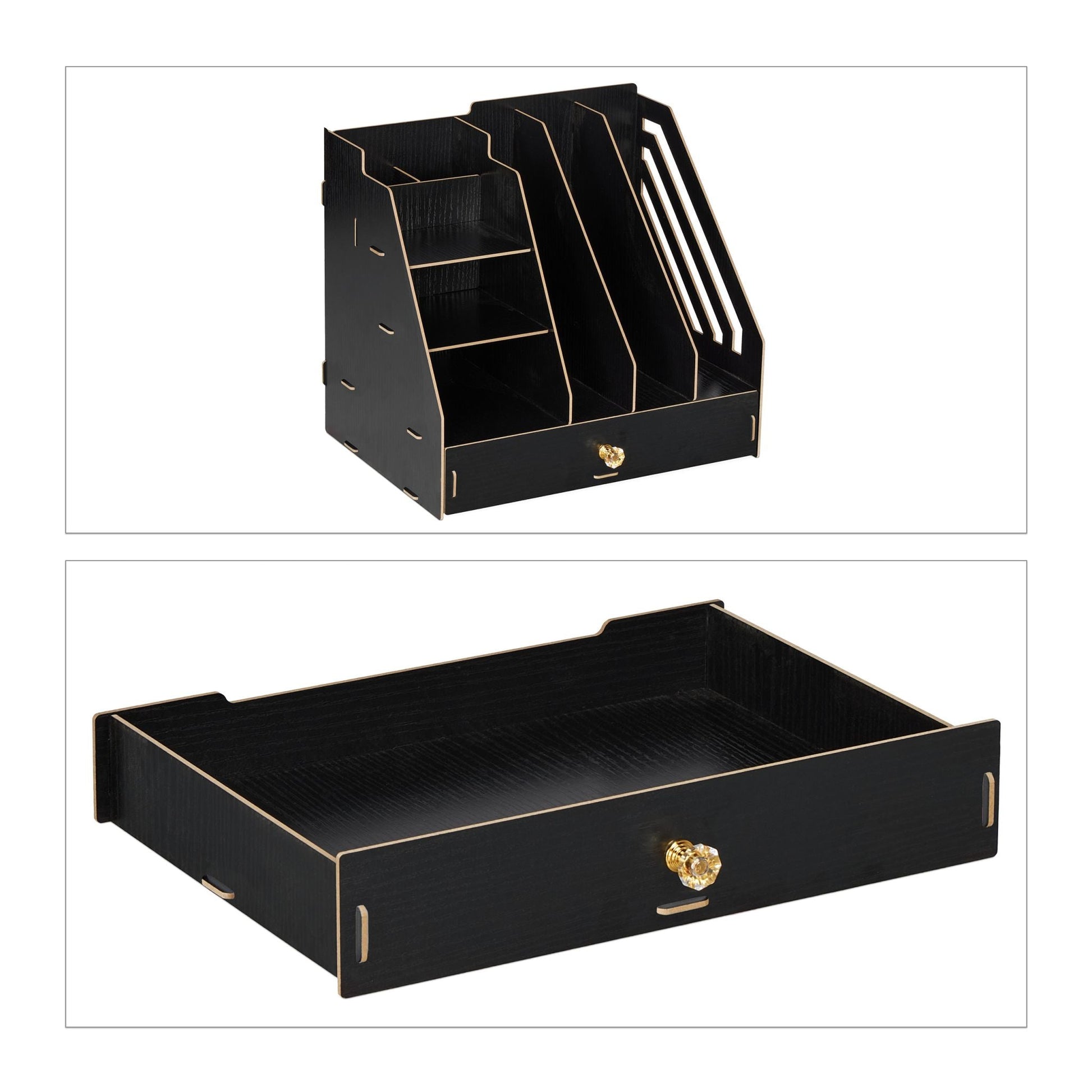 Schreibtisch-Organizer mit Stehsammler Schwarz von Relaxdays