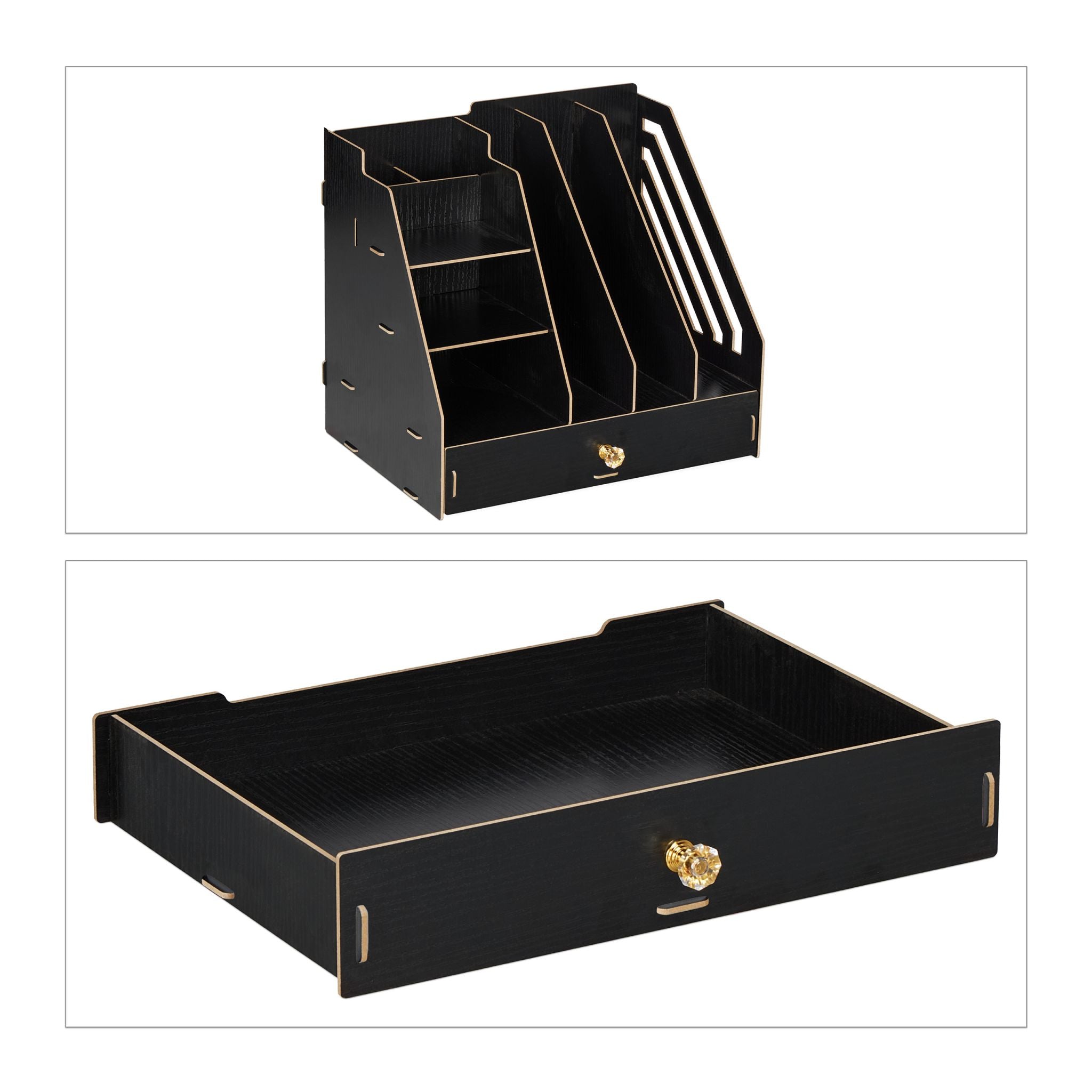 Schreibtisch-Organizer mit Stehsammler Schwarz von Relaxdays