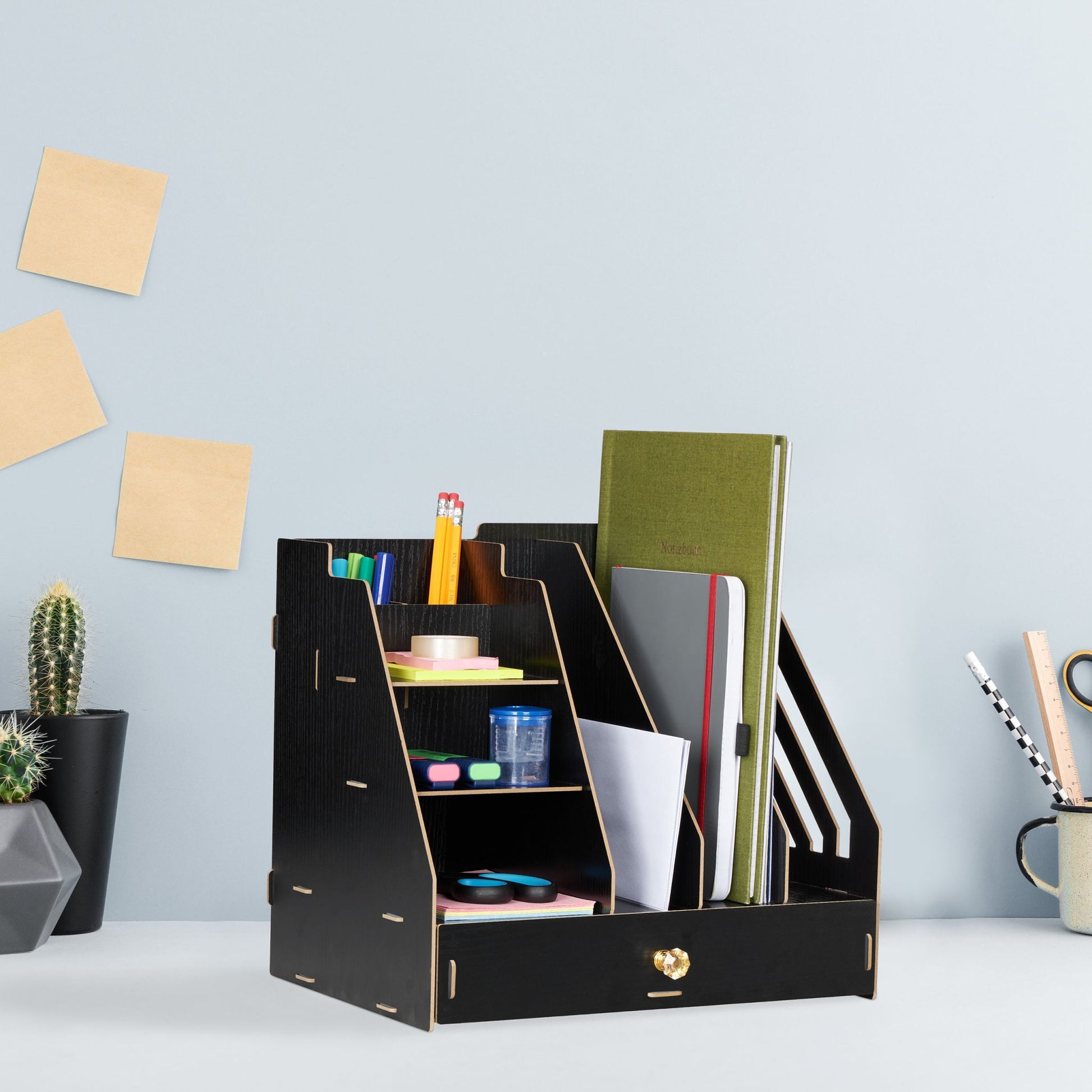 Schreibtisch-Organizer mit Stehsammler Schwarz von Relaxdays