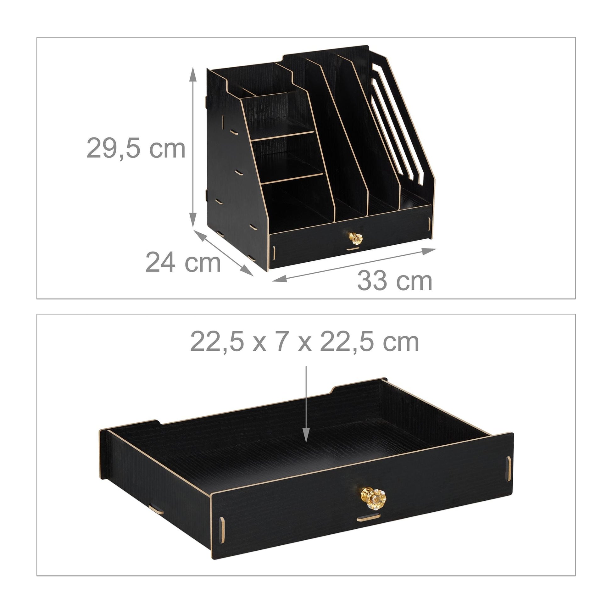 Schreibtisch-Organizer mit Stehsammler Schwarz von Relaxdays