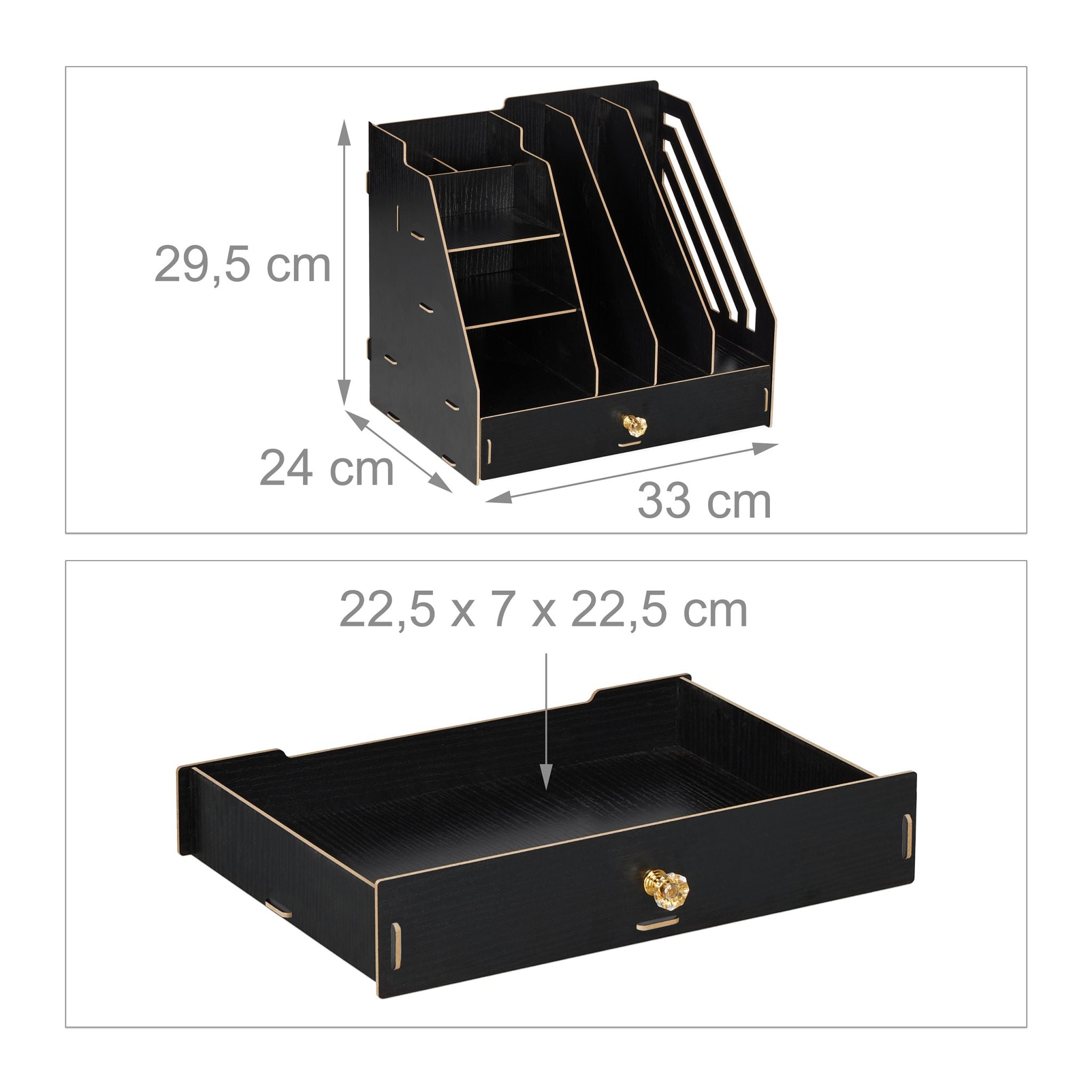 Schreibtisch-Organizer mit Stehsammler Schwarz von Relaxdays