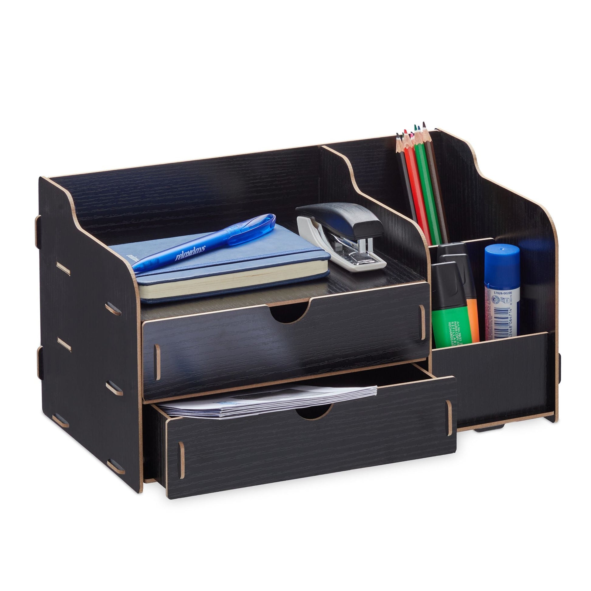 Schreibtisch Organizer mit Schubladen Schwarz von Relaxdays
