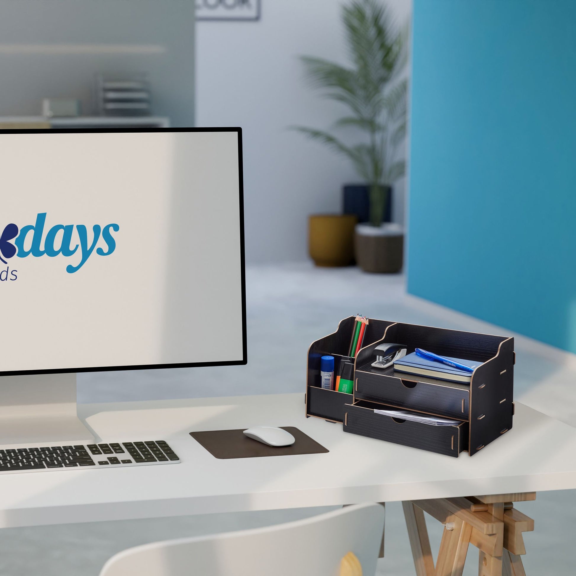 Schreibtisch Organizer mit Schubladen Schwarz von Relaxdays