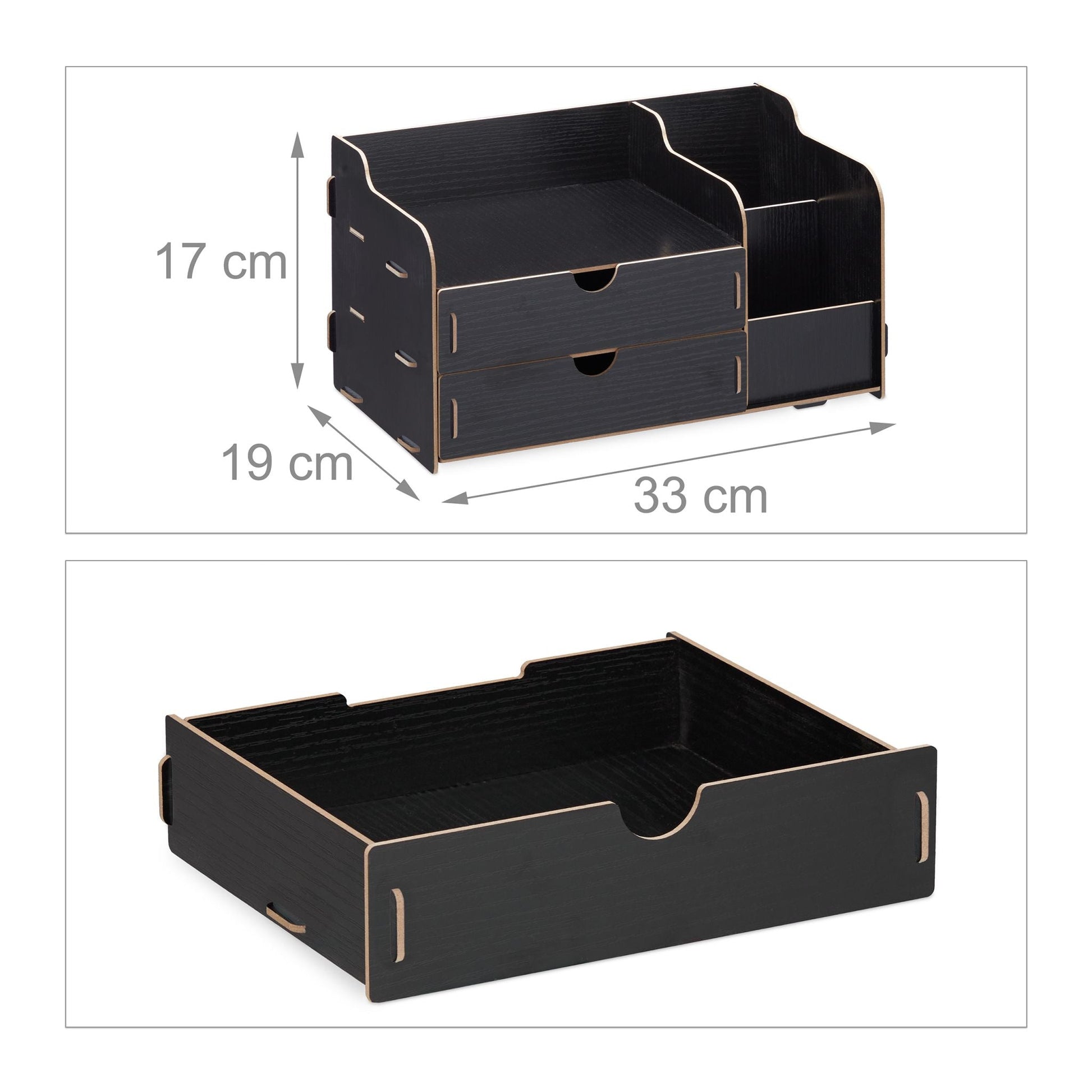 Schreibtisch Organizer mit Schubladen Schwarz von Relaxdays