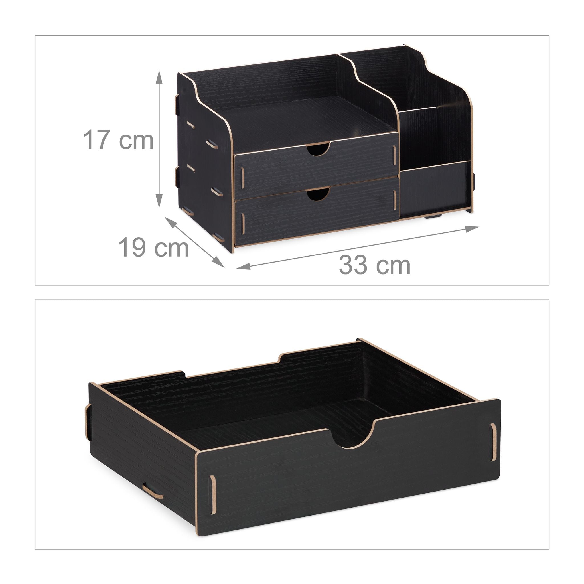 Schreibtisch Organizer mit Schubladen Schwarz von Relaxdays