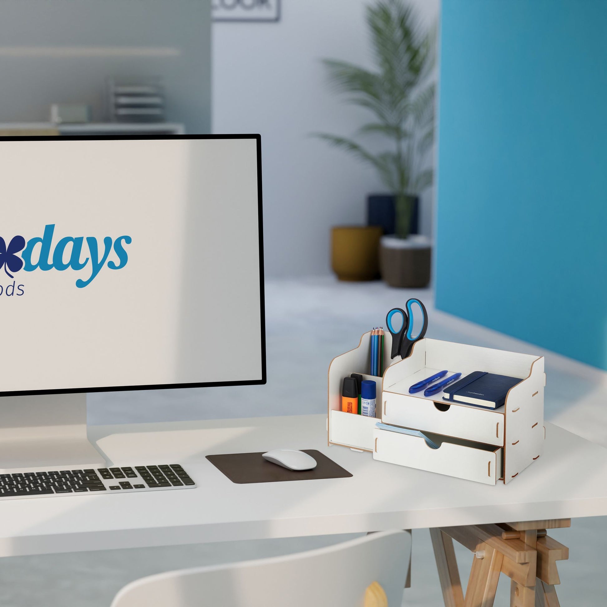 Schreibtisch Organizer mit Schubladen Weiss von Relaxdays