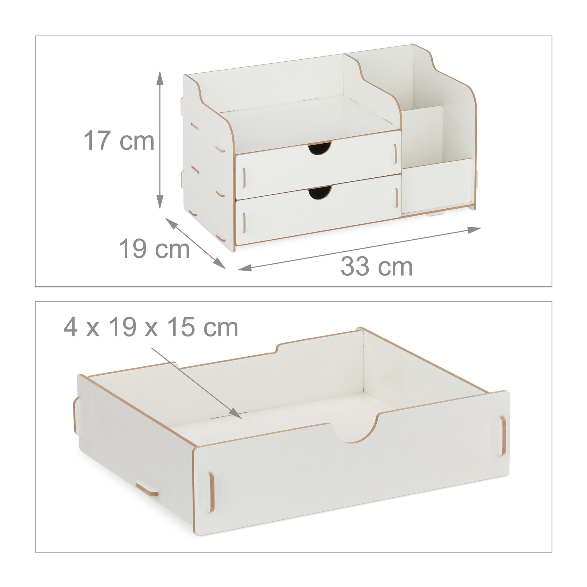 Schreibtisch Organizer mit Schubladen Weiss von Relaxdays